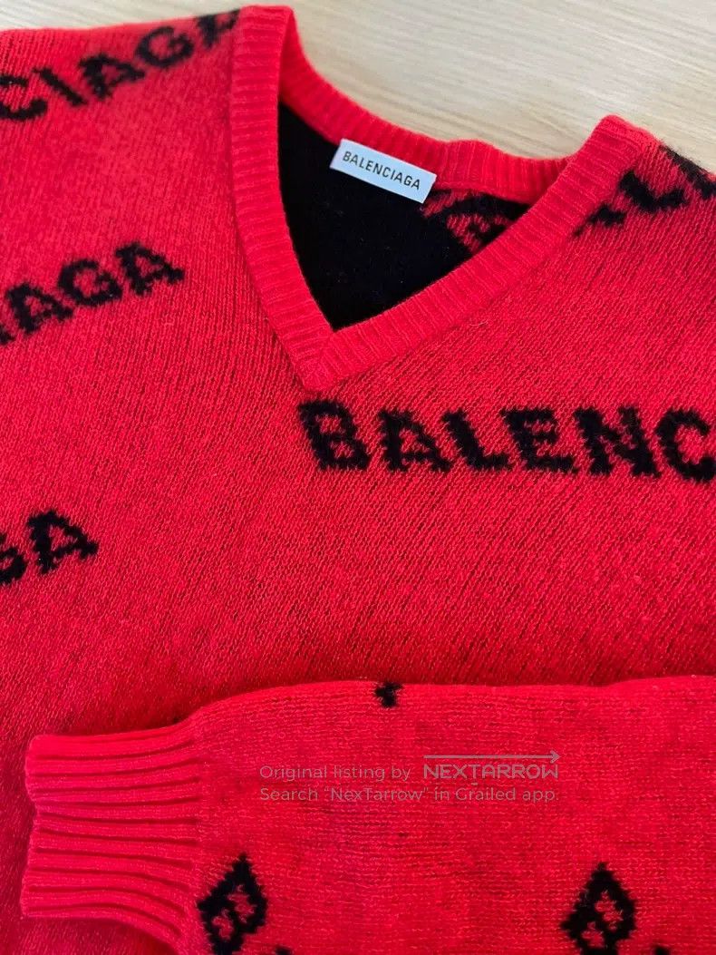 Balenciaga Balenciaga Red Logo Sweater Size US XS / EU 42 / 0 - 4 Thumbnail