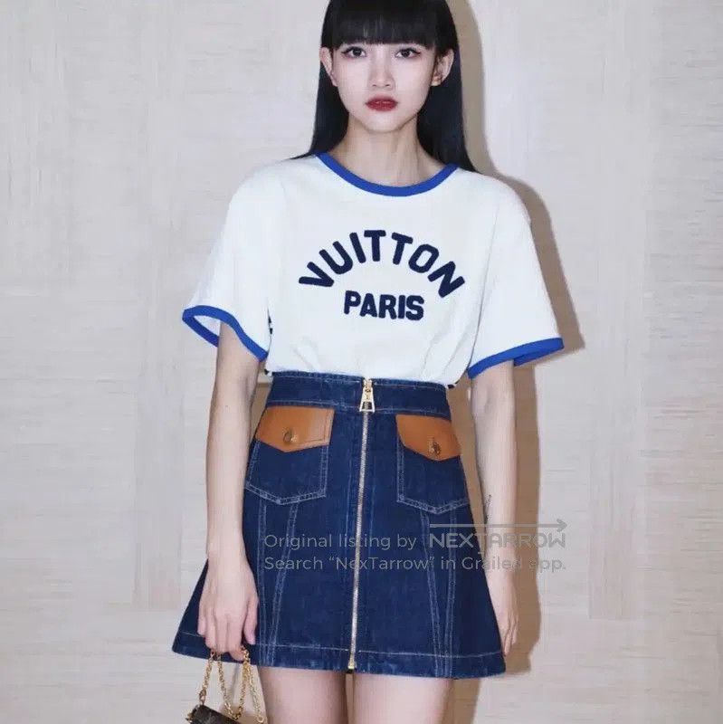 Louis Vuitton Louis Vuitton Blue Cotton Mini Skirt for Women . Size 22" - 9 Thumbnail