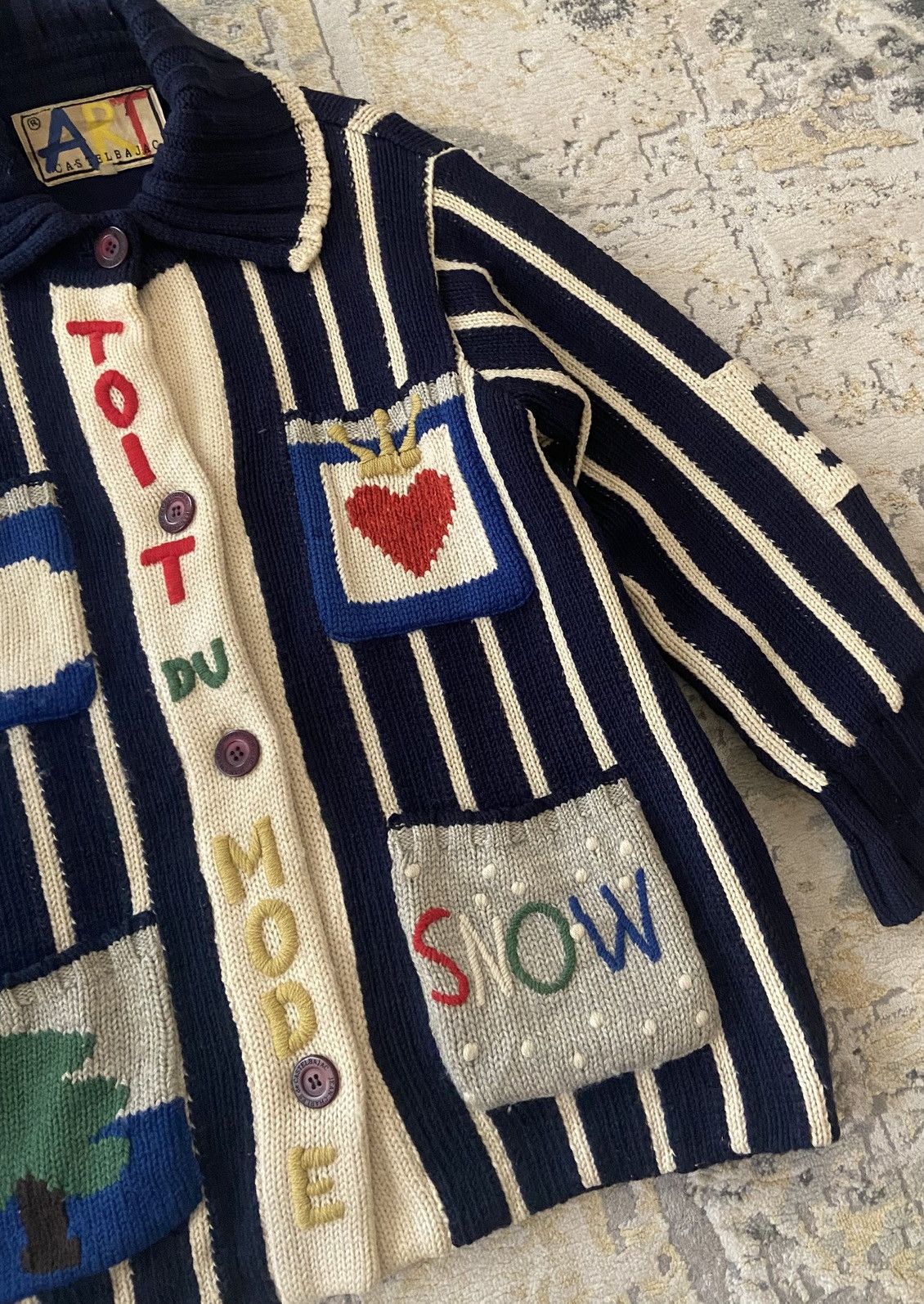 Jean Charles De Castelbajac VINTAGE JEAN CHARLES DE CASTEL BAJAC ART CABLE KNIT JACKET Size US L / EU 52-54 / 3 - 5 Thumbnail