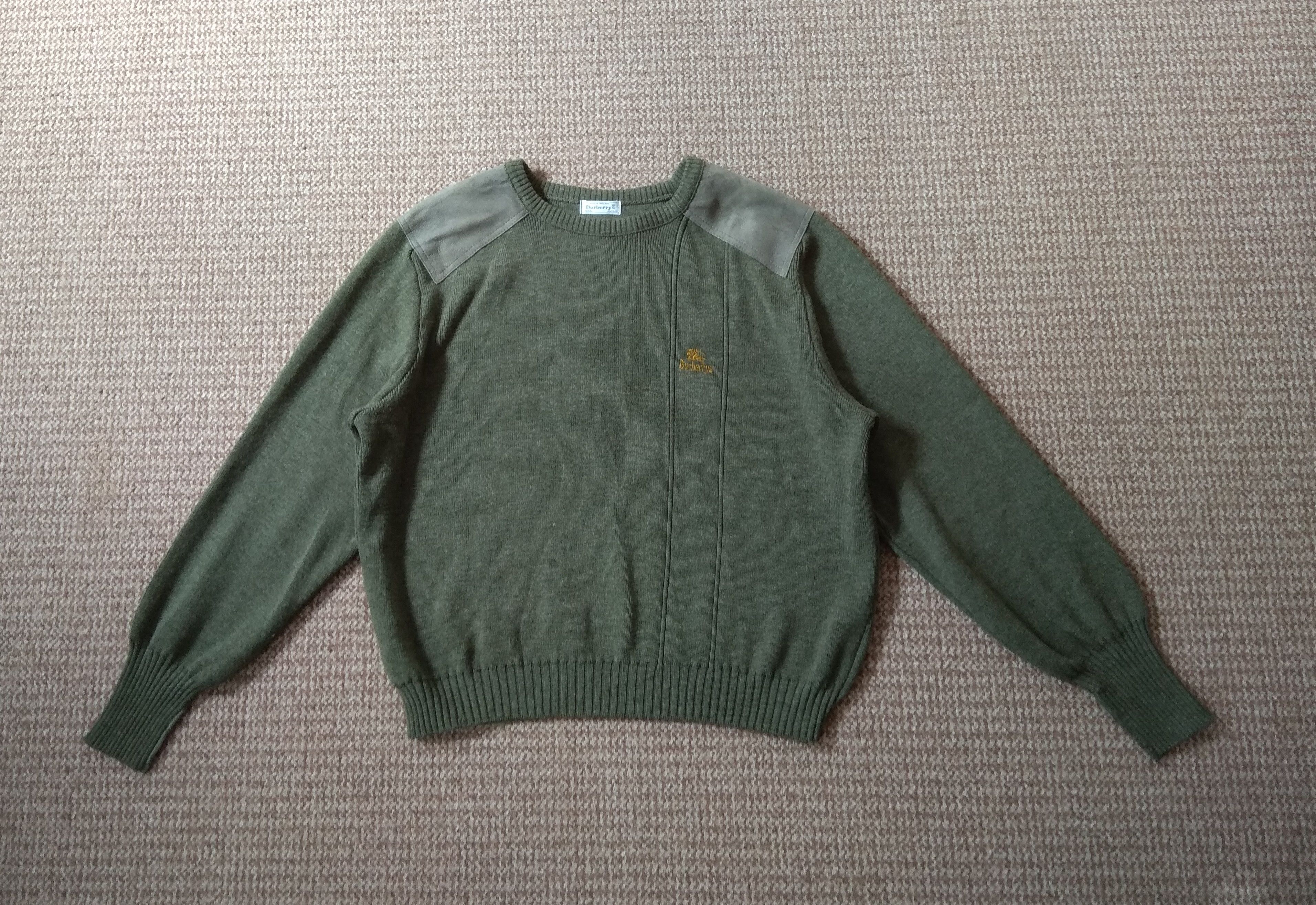 Burberry Burberrys Vintage Sweater made in UK wool & leather patches Size US L / EU 52-54 / 3 - 7 Thumbnail