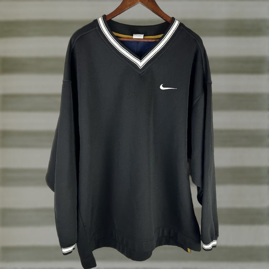 Nike VINTAGE Nike Sweatshirt Black Mens XXL Pull Over Swoosh Logo 90s Sherpa Lined Crew Neck Size US XXL / EU 58 / 5 - 1 Thumbnail