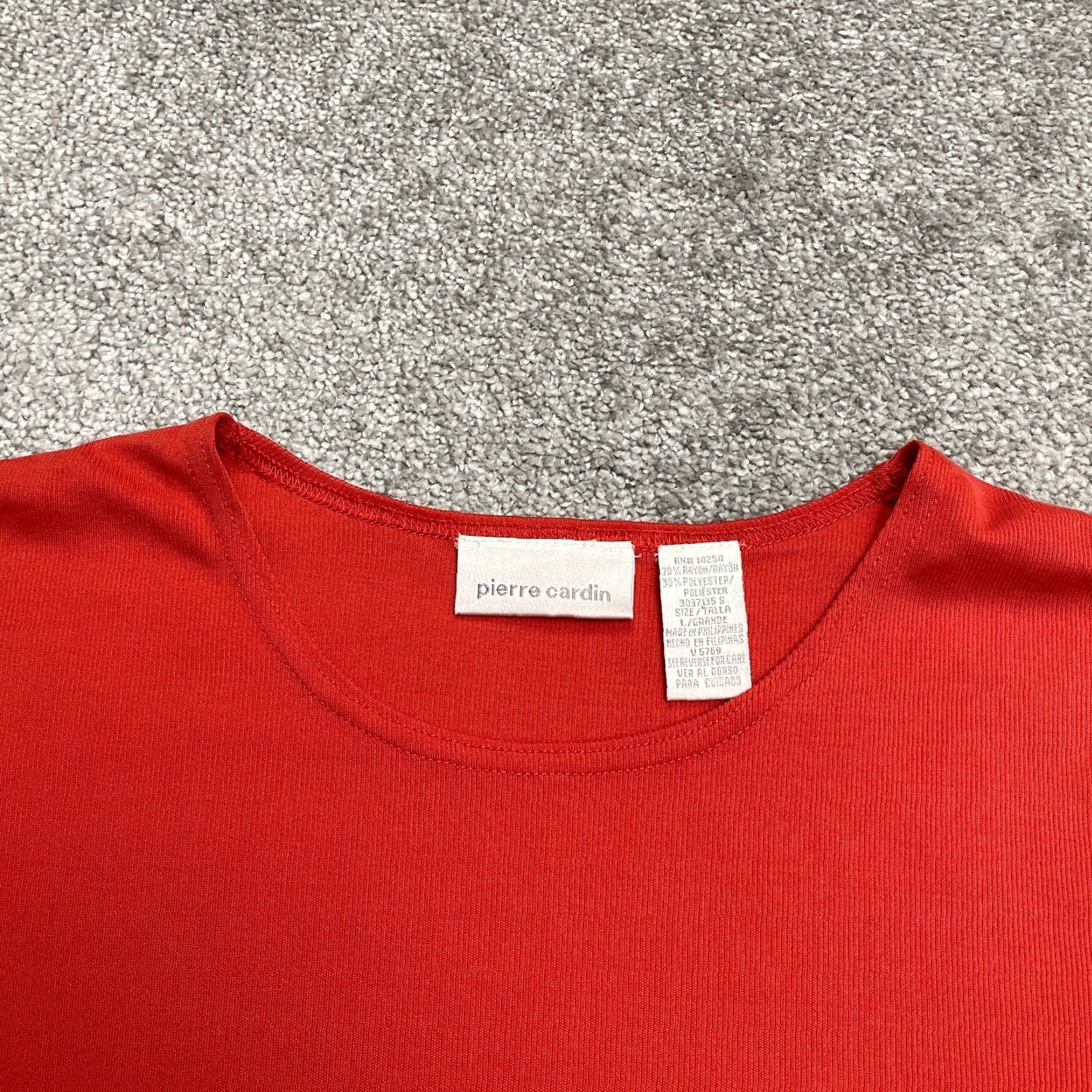 Pierre Cardin Pierre Cardin Basic Top Womens Large Red Short Sleeve Crew Neck Casual Stretch Shirt Size L / US 10 / IT 46 - 4 Thumbnail