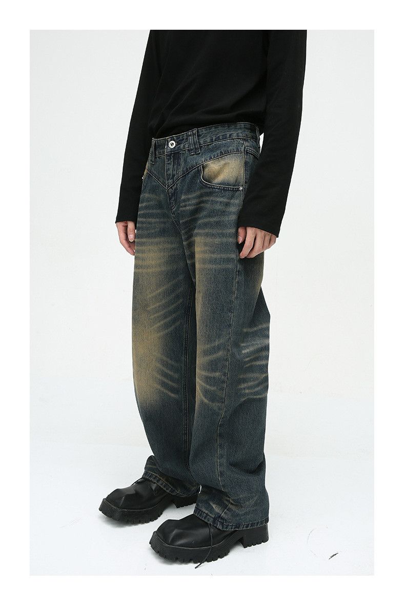 Vintage American style distressed whisker straight flared jeans Size US 32 / EU 48 - 4 Thumbnail