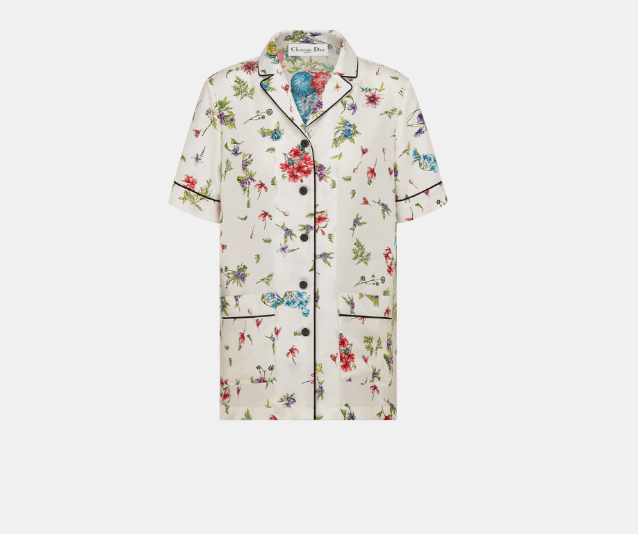 o1w1db10224 Dior Chez Moi Short-Sleeved Shirt in White