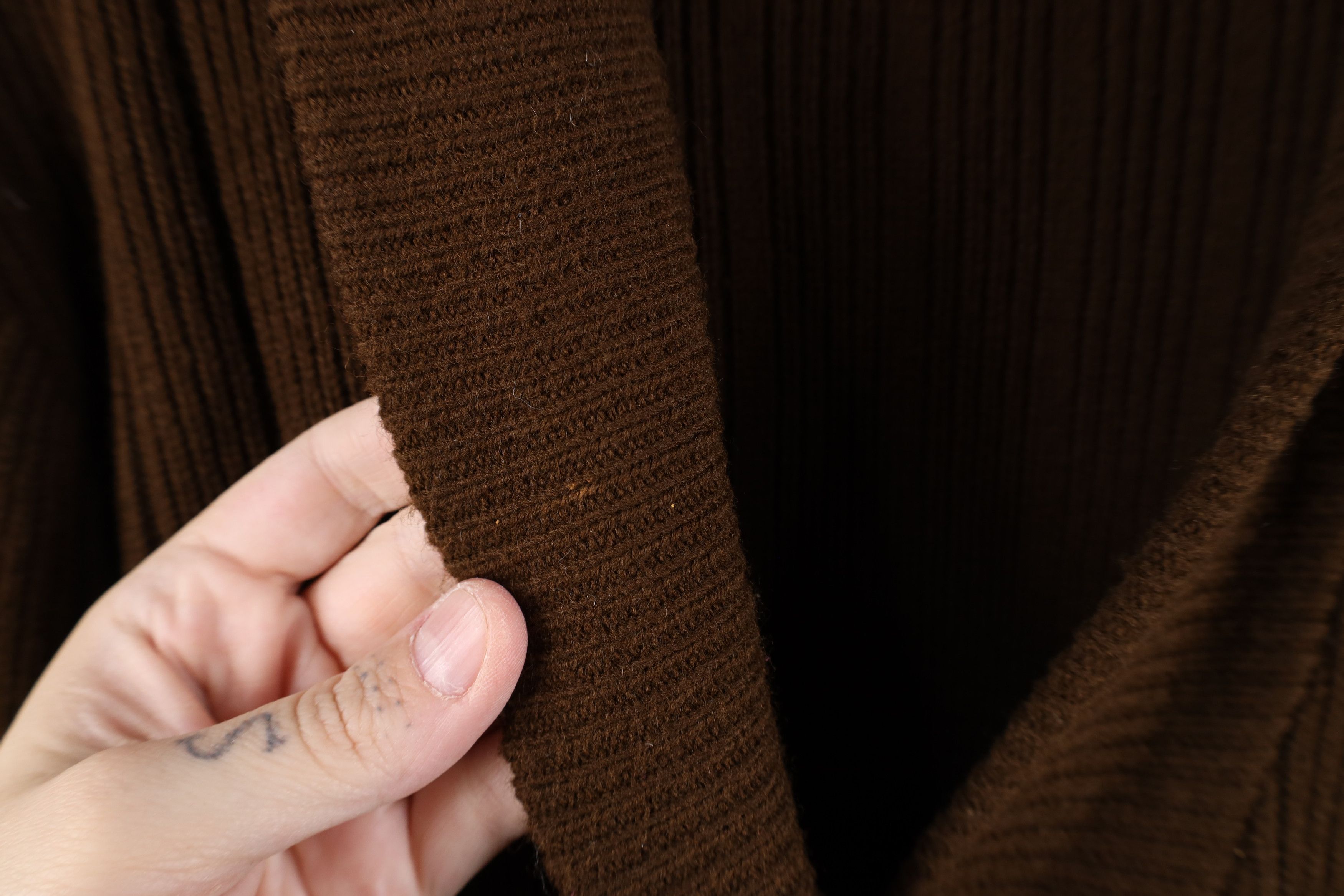 Vintage Vinage 60s 70s Streetwear Ribbed Knit Cardigan Sweater Brown Size L / US 10 / IT 46 - 5 Thumbnail