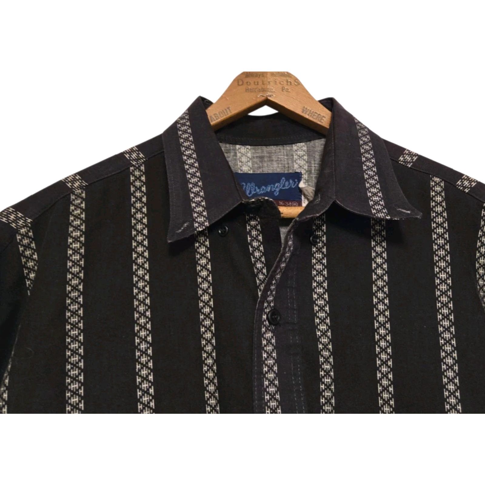 Wrangler VINTAGE Wrangler Western Shirt Mens M Black Striped Button-Up Long Sleeve Western 90s Cowboys Mens Size US M / EU 48-50 / 2 - 2 Thumbnail