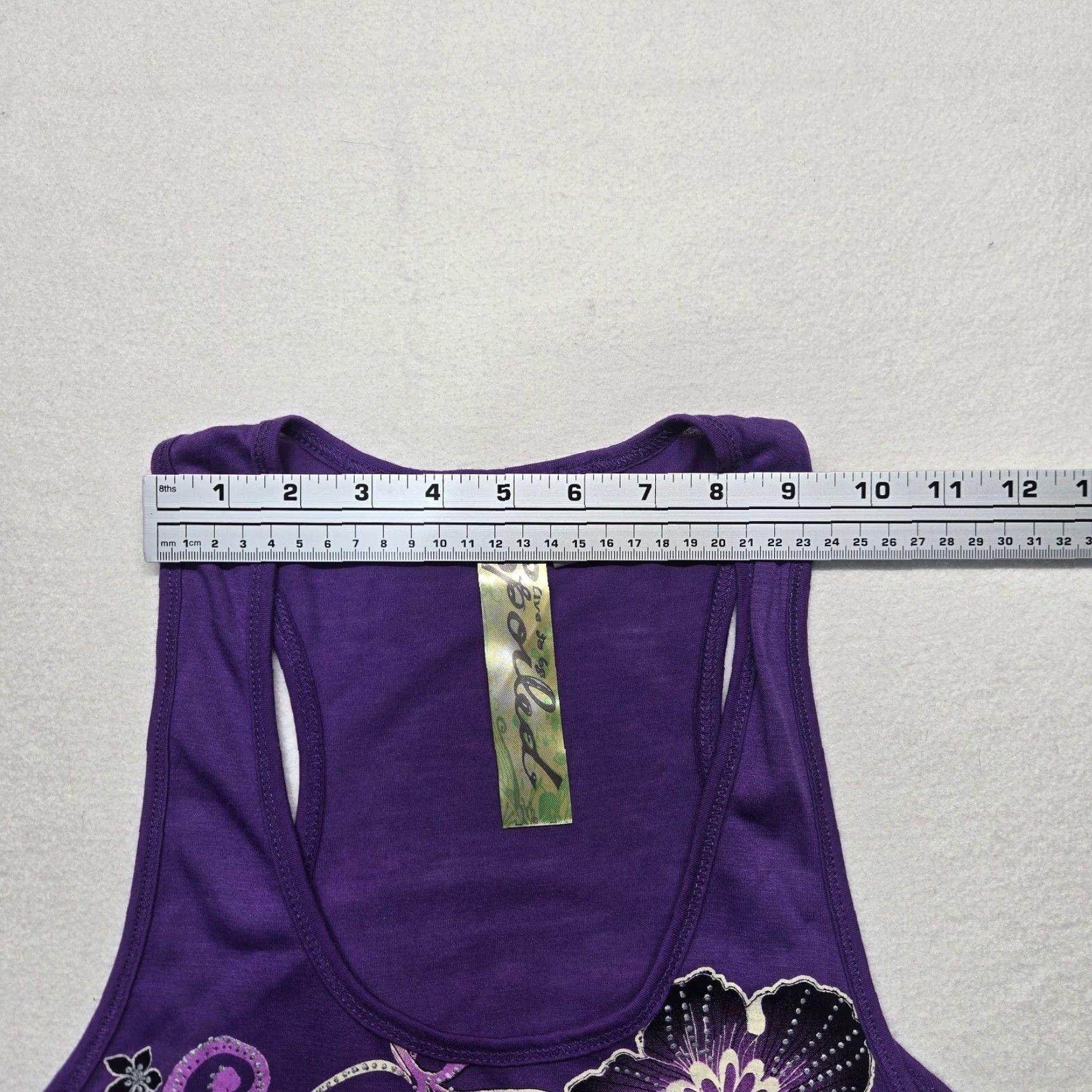 Vintage Live To Be Spoiled Shirt Tank Purple Floral Sleeveless Racerback L Women Size L / US 10 / IT 46 - 3 Thumbnail