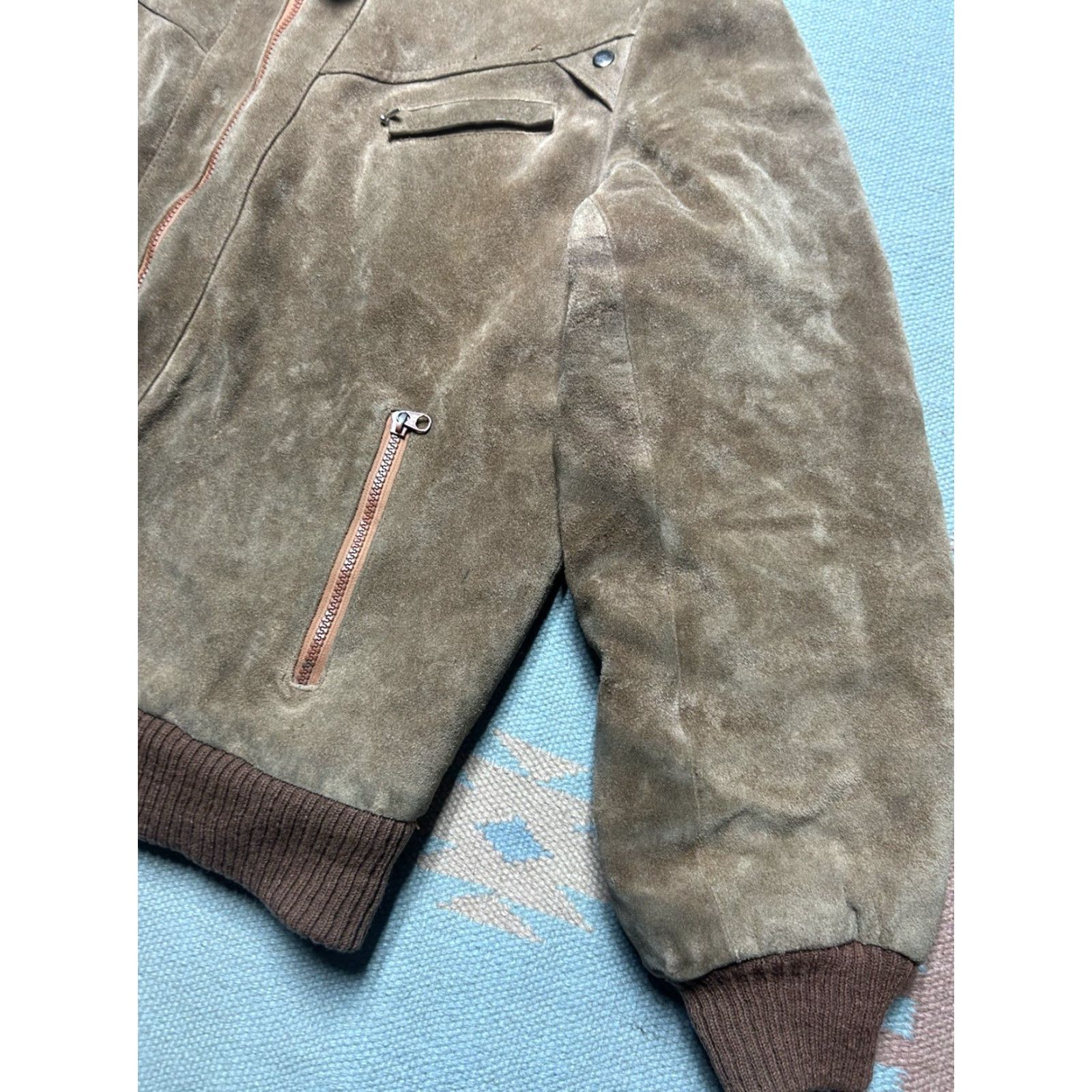 Vintage VINTAGE Flight Bomber Jacket Leather Suede 80s Oui brown Men L Large Sherpa lined 44 Size US L / EU 52-54 / 3 - 2 Thumbnail
