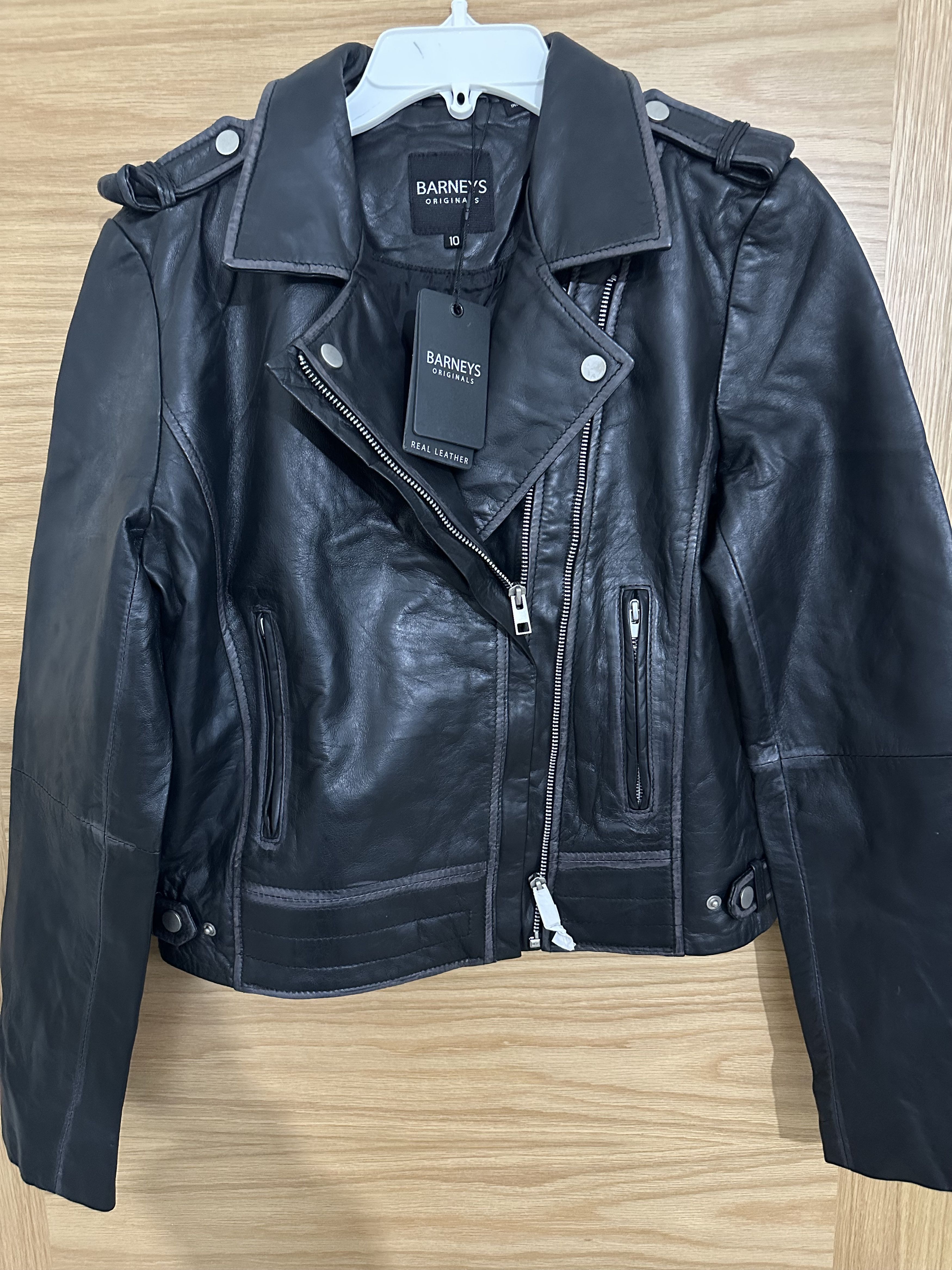 Barney's Originals Beppe Leather Jacket with ribbed detail