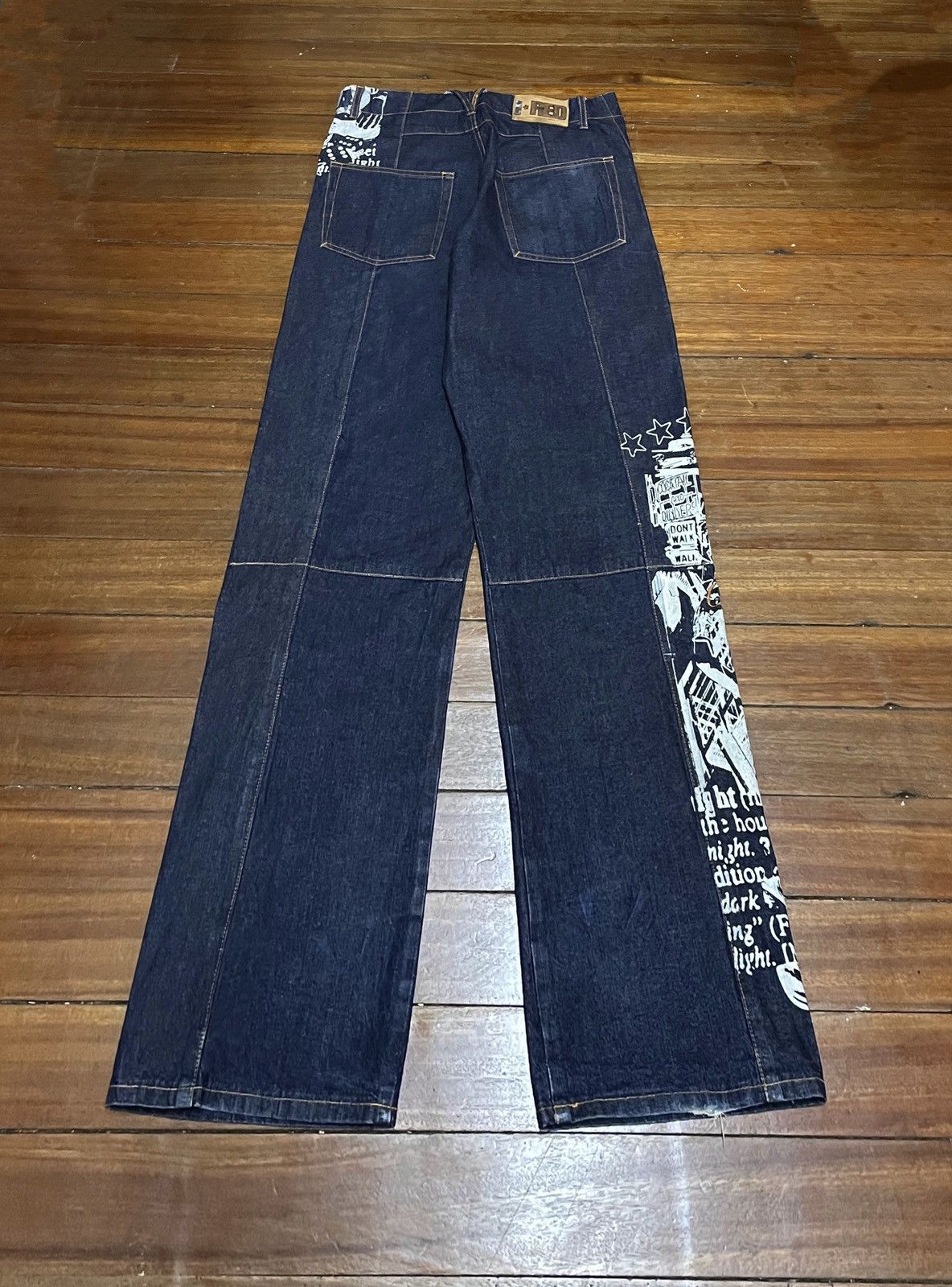 Japanese Brand × Vintage Rare Design Vintage Brand Indigo Red Sukajan Jeans 2000s Size US 34 / EU 50 - 2 Thumbnail