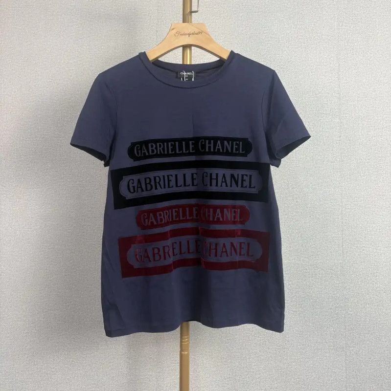 Chanel Chanel Navy Blue Cotton T-Shirt for Women 0089 Size M / US 6-8 / IT 42-44 - 1 Thumbnail