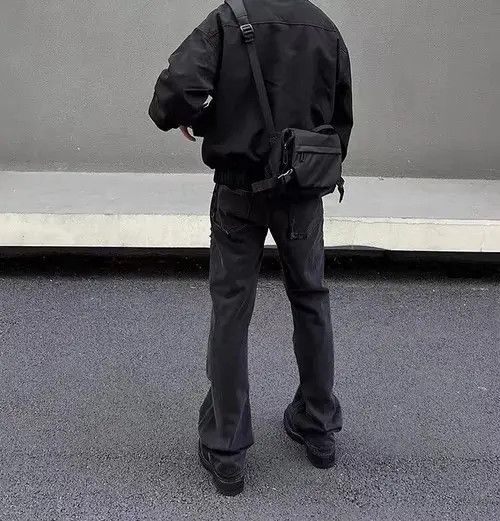 Japanese Brand Vintage raw edge washed black micro-flared jeans Size US 32 / EU 48 - 3 Thumbnail