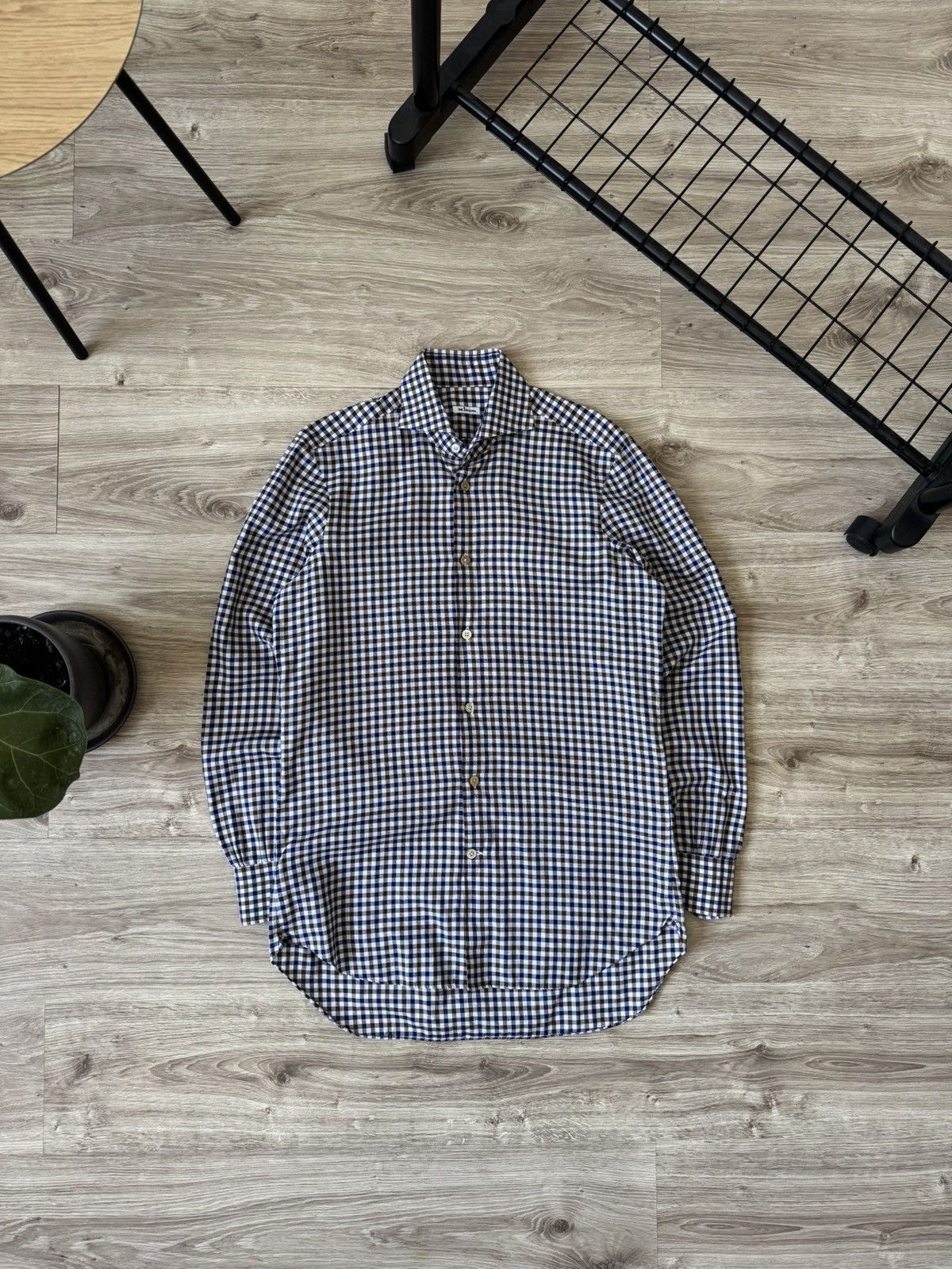 Kiton Kiton Check Print Button Up Shirt Size US L / EU 52-54 / 3 - 1 Thumbnail