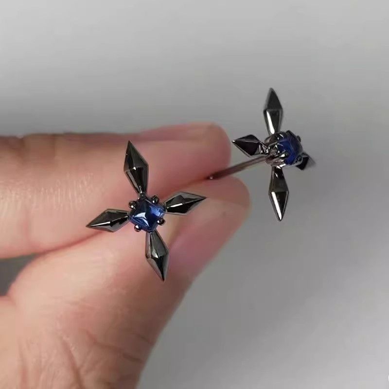 Jewelry Dark Earrings One Pairs Chrome Jewelry Size ONE SIZE - 1 Thumbnail