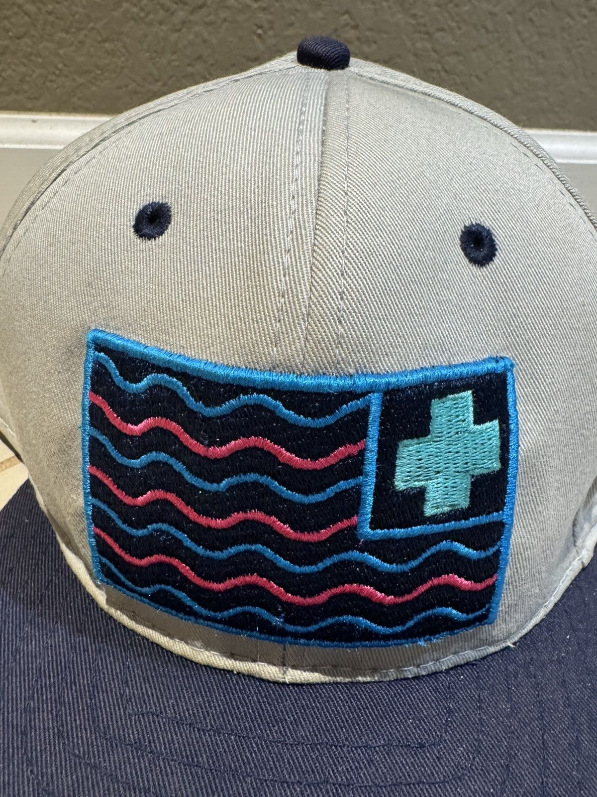 Pink Dolphin Pink Dolphin Flag Snapback Hat Grey Navy Pink Size ONE SIZE - 2 Thumbnail