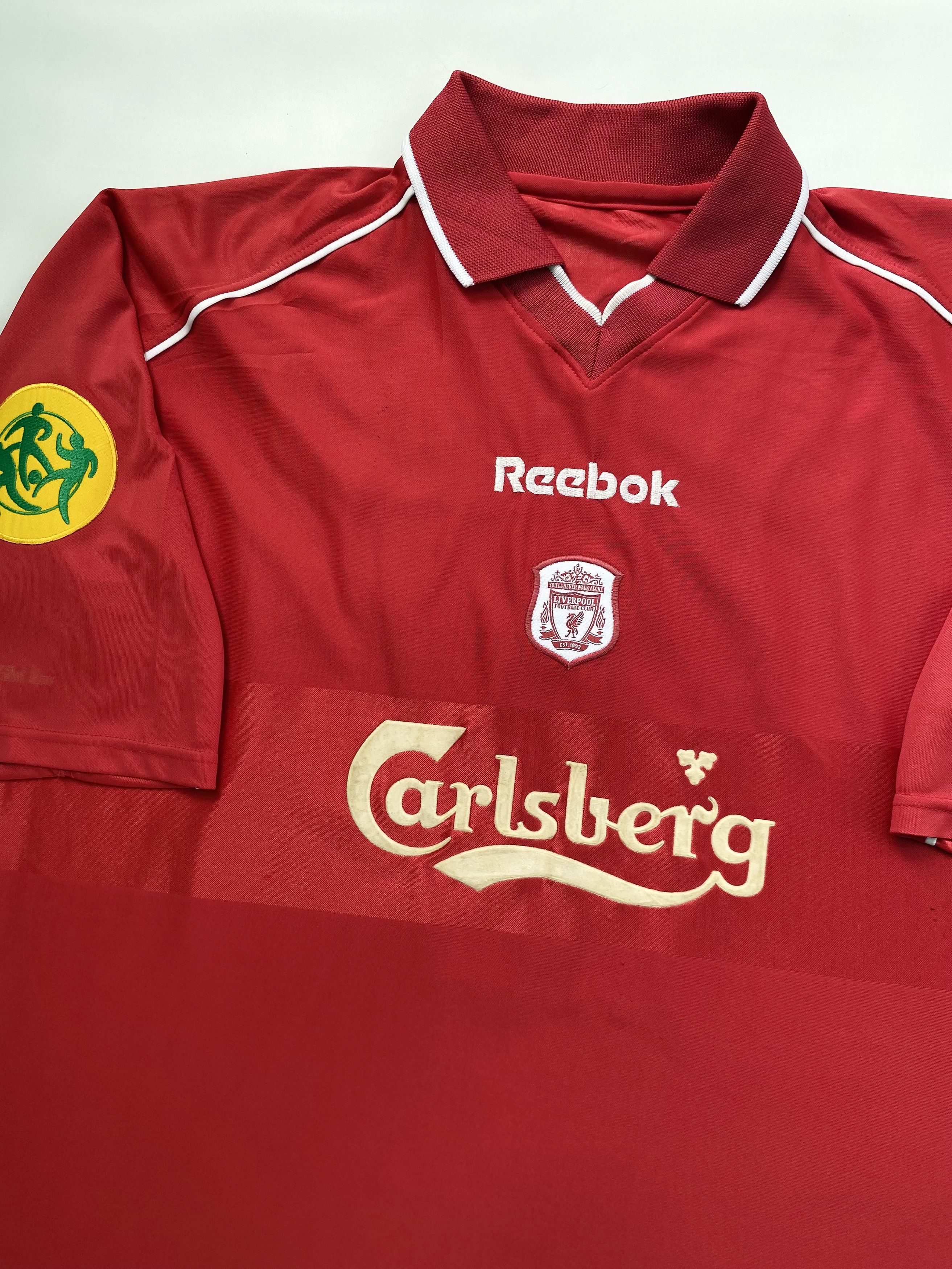 Reebok Liverpool FC 2000/01 Home GERRARD #17 UEFA Cup Winner Size US XL / EU 56 / 4 - 3 Thumbnail