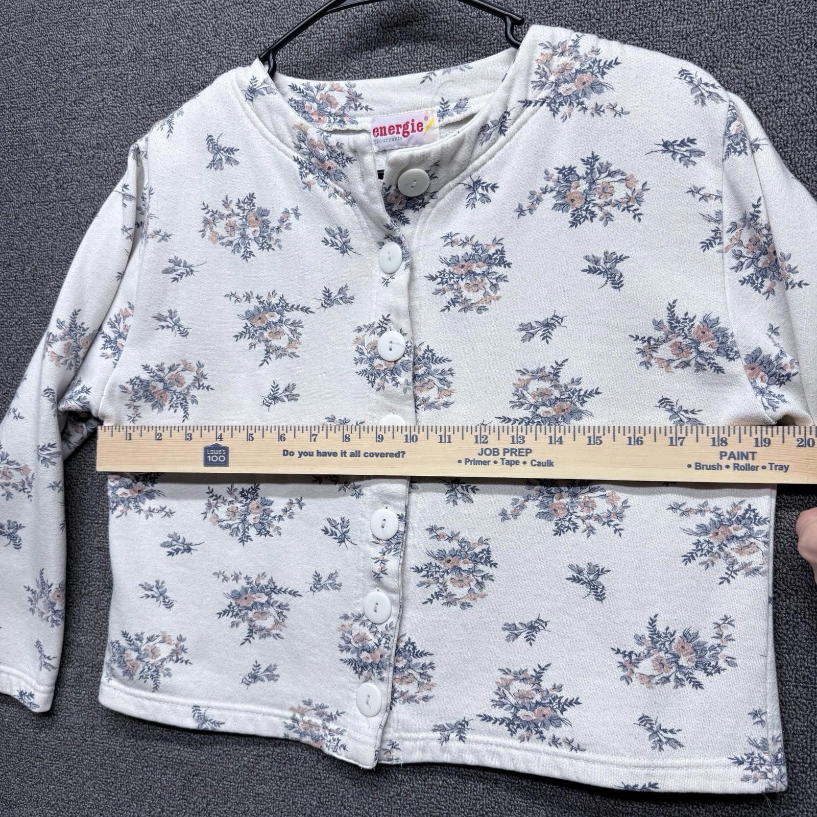 Vintage Vintage Energie Ivory Floral Button Up Crop Cardigan 90s 80s Size M / US 6-8 / IT 42-44 - 4 Thumbnail