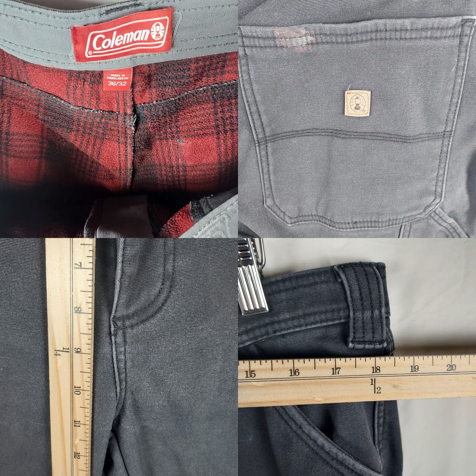 Vintage Coleman Work Pants Fleece Lined 36×32 Gray 5-Pocket Cargo Regular Men’s Pants Warm Durable Workwear Style Size US 36 / EU 52 - 8 Thumbnail