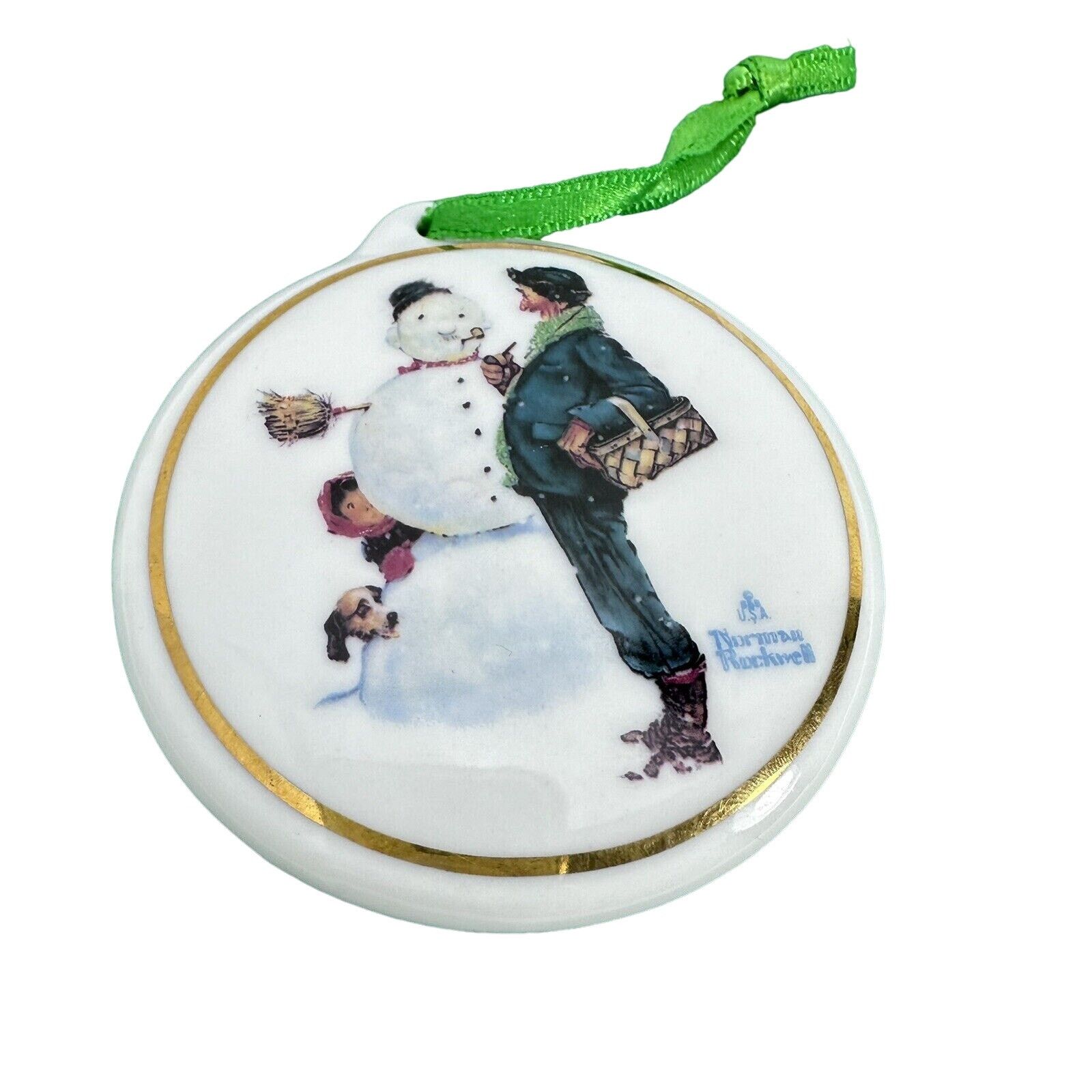 Other Norman Rockwell Ornament "Snow Sculpturing" Porcelain 1950 Size ONE SIZE - 1 Thumbnail