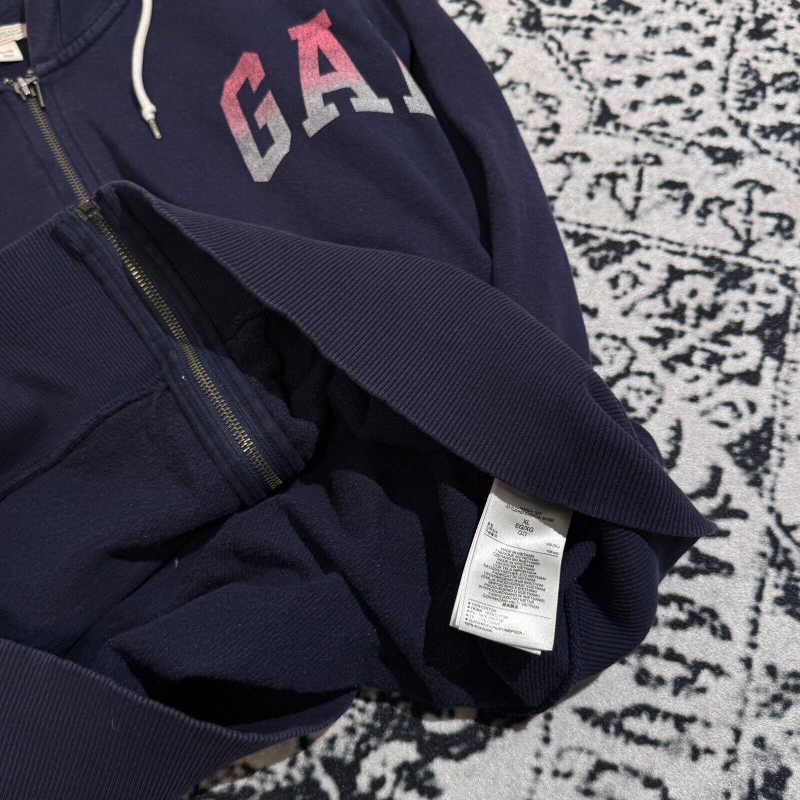 Gap × Vintage Vintage Gap Unisex Navy Blue Cotton Hoodie Zip Size XL 90s Size US XL / EU 56 / 4 - 8 Thumbnail