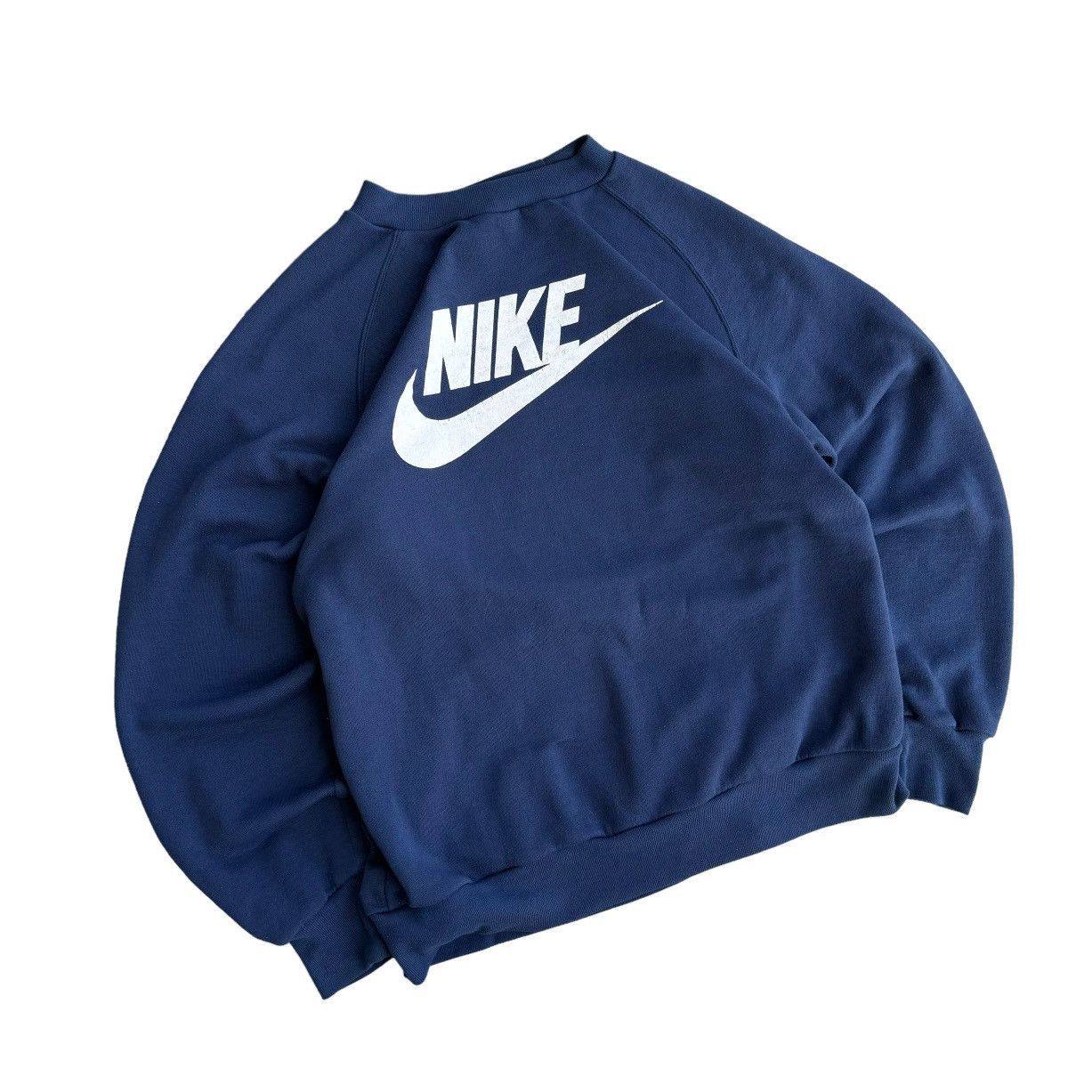 Nike × Vintage 80s True Vintage Nike Spellout Sweatshirt Pullover Retro Size US XL / EU 56 / 4 - 3 Thumbnail