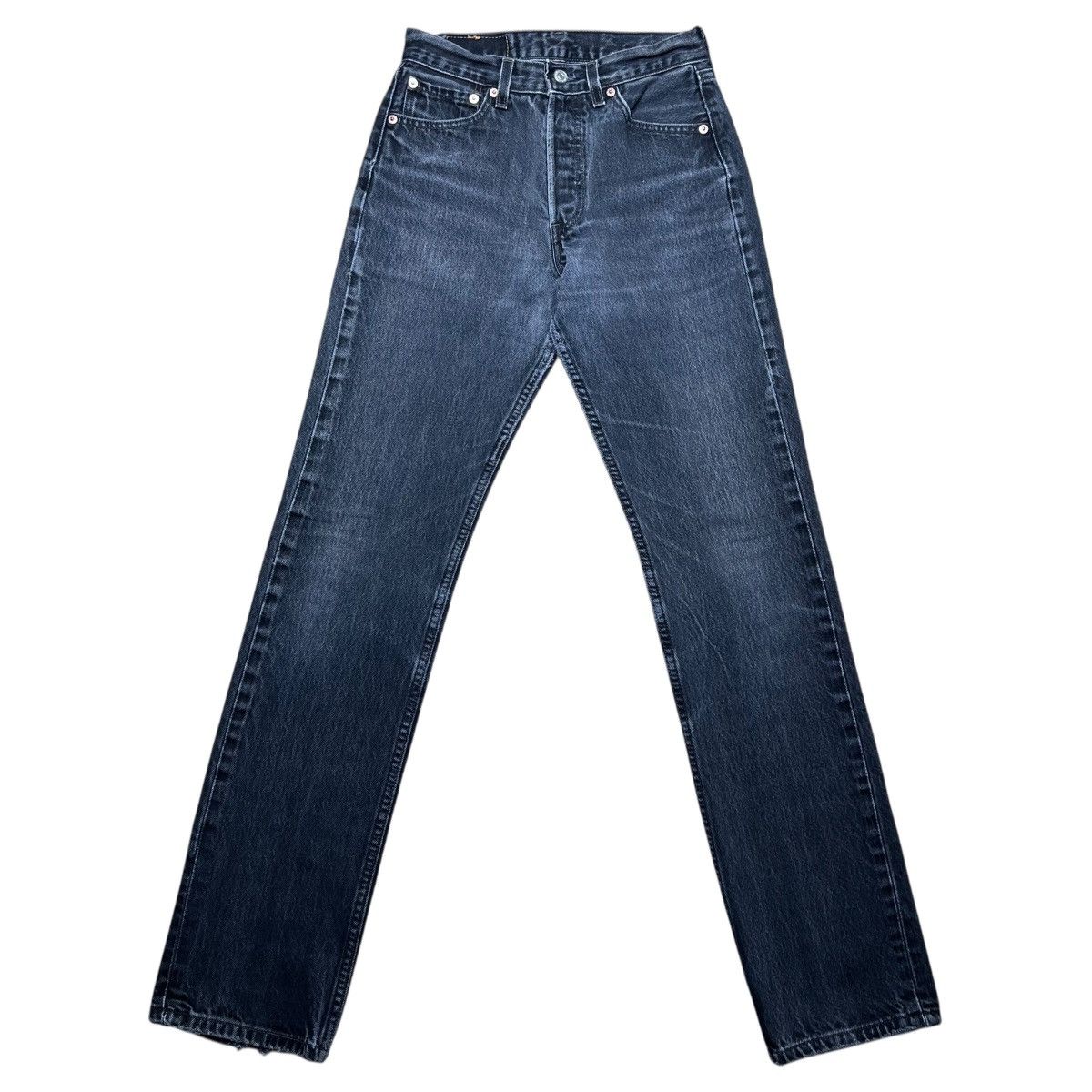 Levi's 1990s Levi’s 501 Button Fly Made In USA Black Denim Jeans Size US 26 / EU 42 - 1 Thumbnail