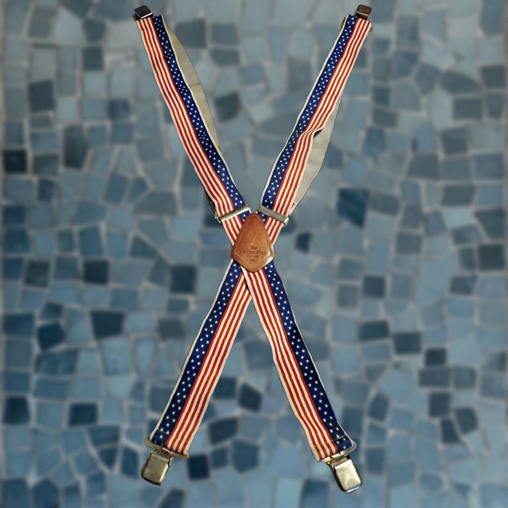 Vintage VINTAGE American Patriotic July 4th US Flag Stars and Stripes Novelty Suspenders Size ONE SIZE - 1 Thumbnail
