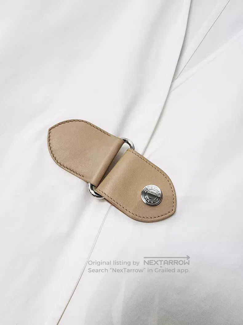 Hermes Hermes White Leather Strap Long Coat Size XS / US 0-2 / IT 36-38 - 7 Thumbnail