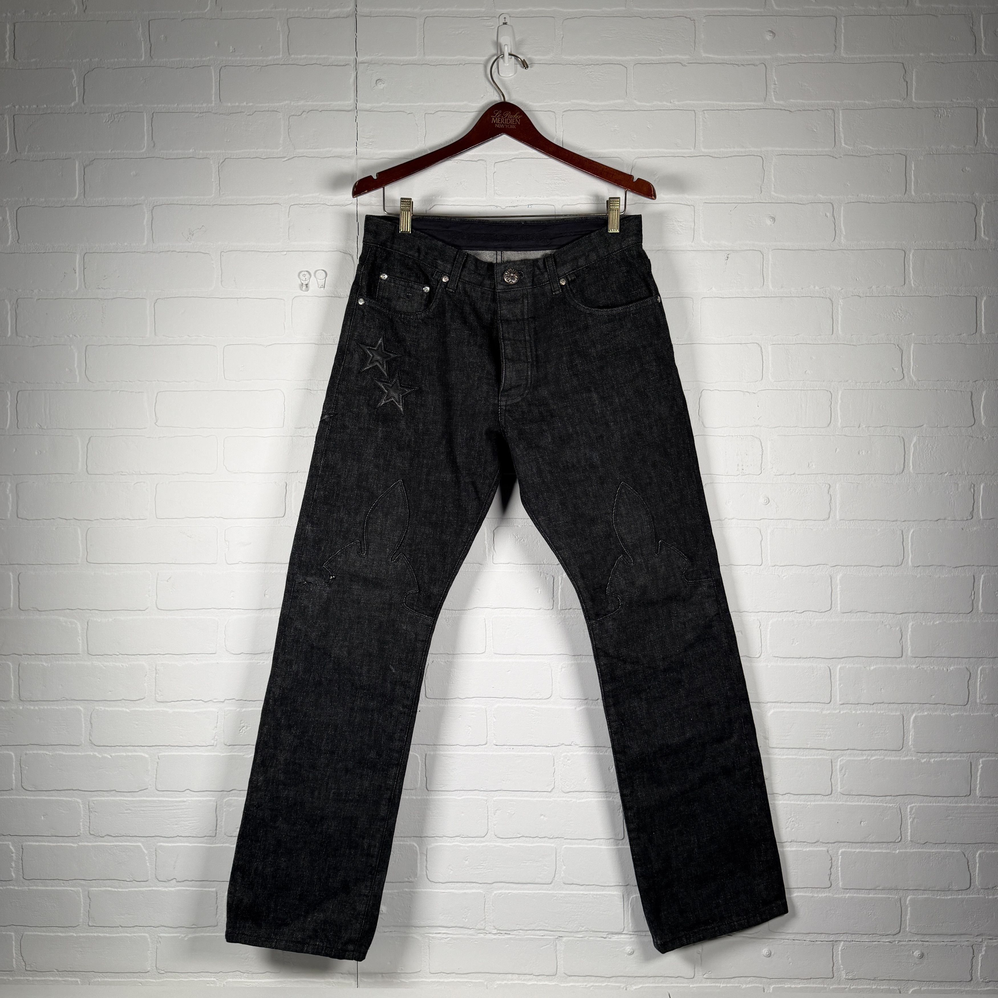 Chrome Hearts Chrome Hearts Fleur Knee Black Star Patch Jeans Size US 32 / EU 48 - 1 Thumbnail