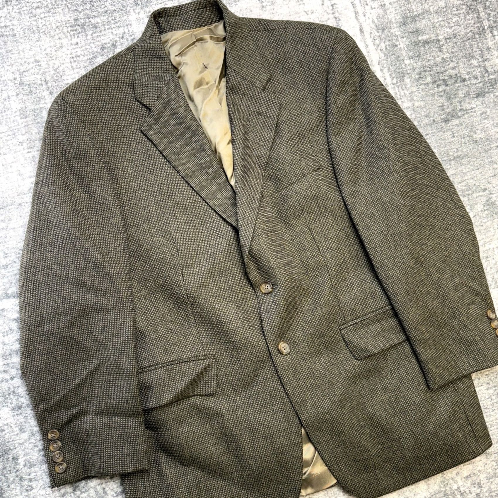 Chaps VTG Chaps Ralph Lauren Blazer Jacket Mens 40S Green Wool Notch Lapel Two-Button Single-Breasted Vintage Academia Old Money Coat Size 40R - 3 Thumbnail