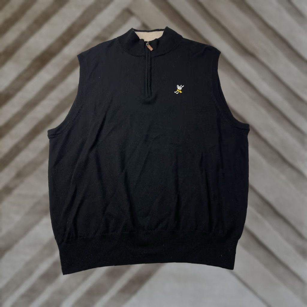 Peter Millar Peter Millar Merino Wool 1/4 Zip Pullover Vest Golf Winged Foot Black Mens L Size US L / EU 52-54 / 3 - 1 Thumbnail