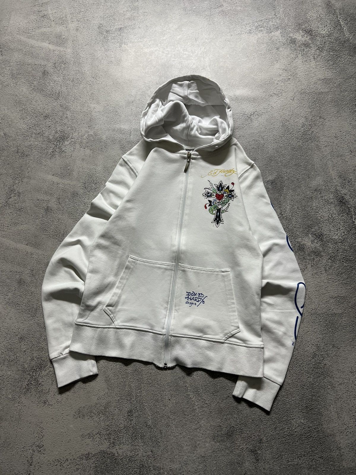 Ed Hardy Vintage Y2k Ed Hardy 🤍 Cross Tattoo ❤️ Zip Hoodie 00’s Size S / US 4 / IT 40 - 6 Thumbnail