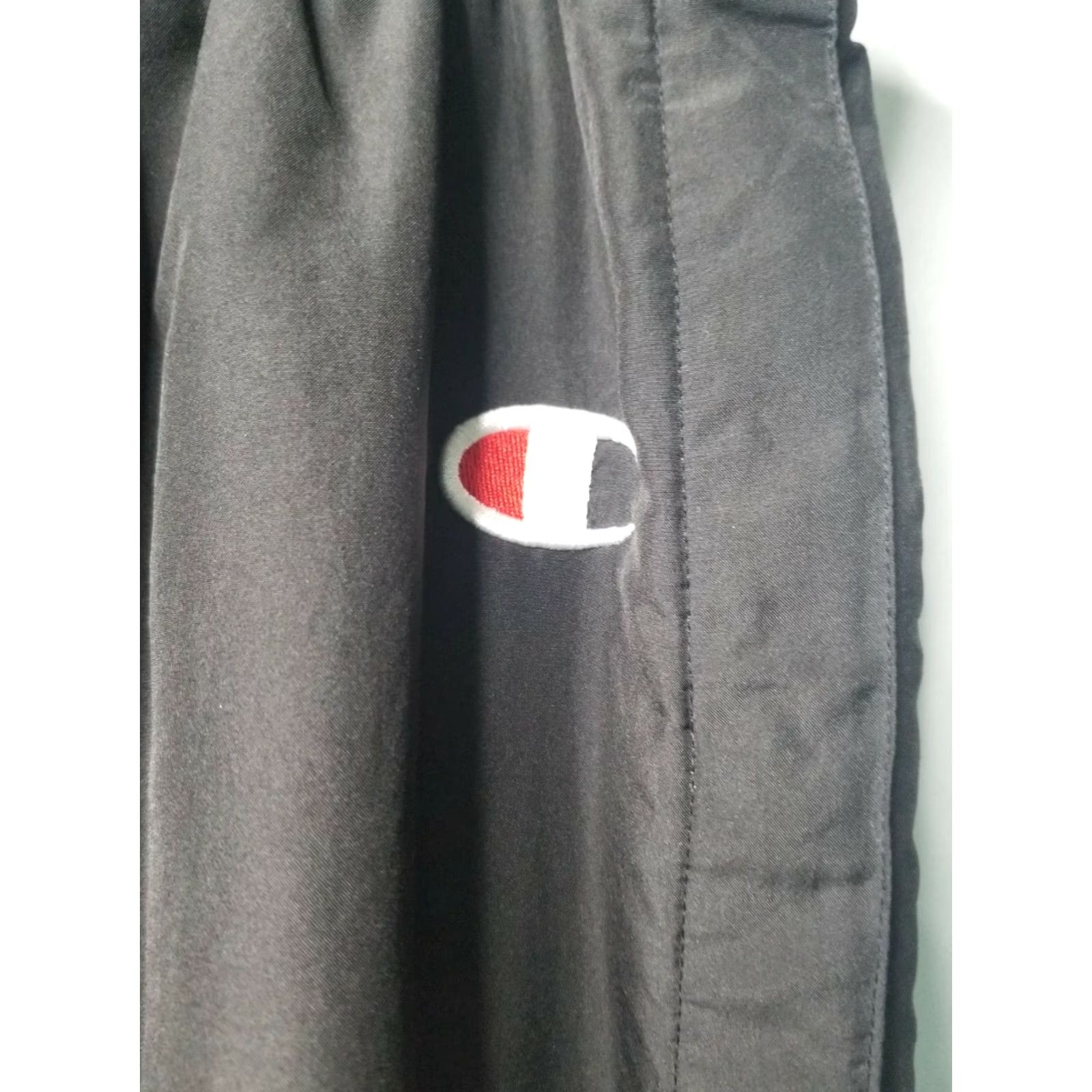 Champion Vintage Champion Mens L Black Nylon Tear Away Snap Athletic Running Pants Size US 33 - 2 Thumbnail
