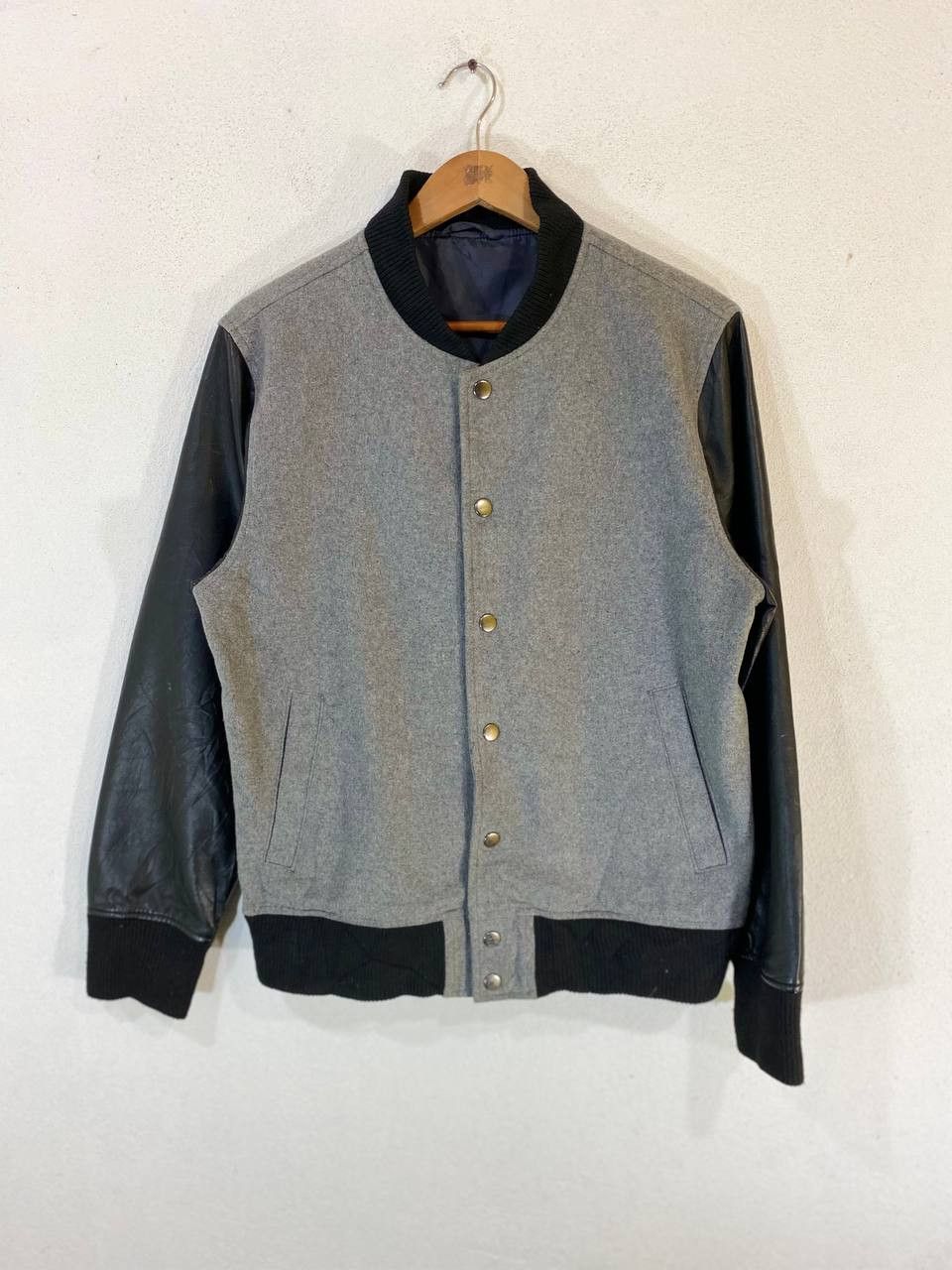 image of Avant Garde x Varsity Jacket s Two Tone Varrsity Jacket Nice Design in Black Grey (Size Medium)