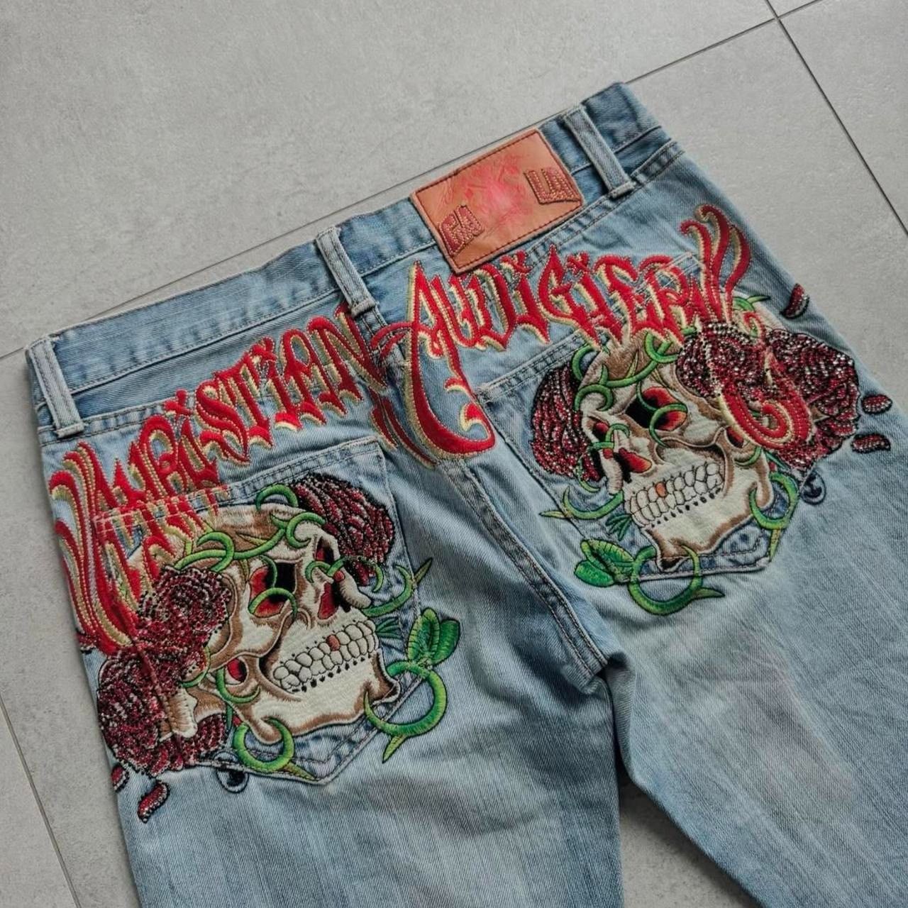 Christian Audigier × Ed Hardy Christian Audigier Skull Rose jeans Size 30" / US 8 / IT 44 - 2 Thumbnail