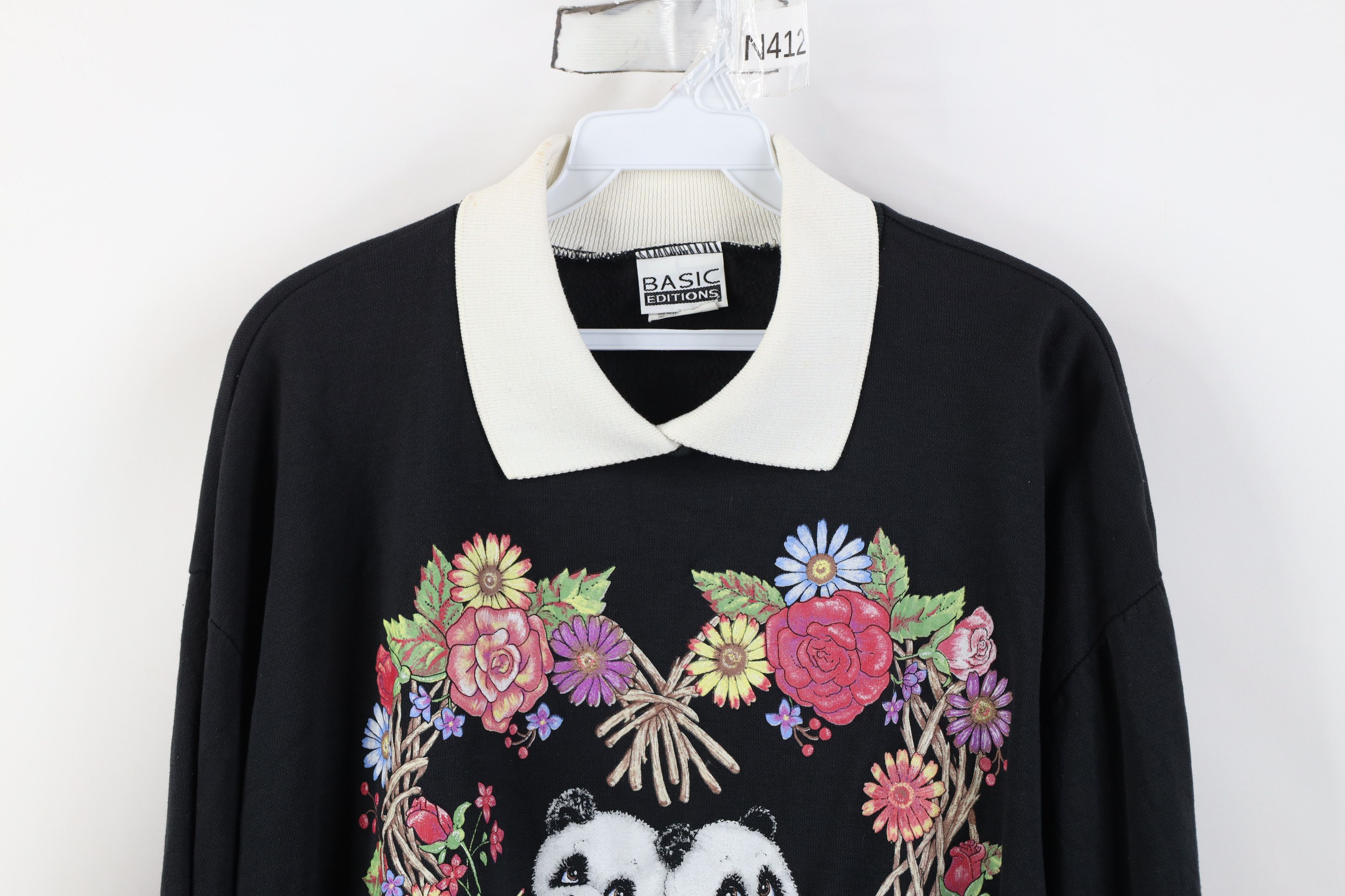 Vintage Vintage 90s Streetwear Bear Heart Collared Sweatshirt USA Size L / US 10 / IT 46 - 2 Thumbnail