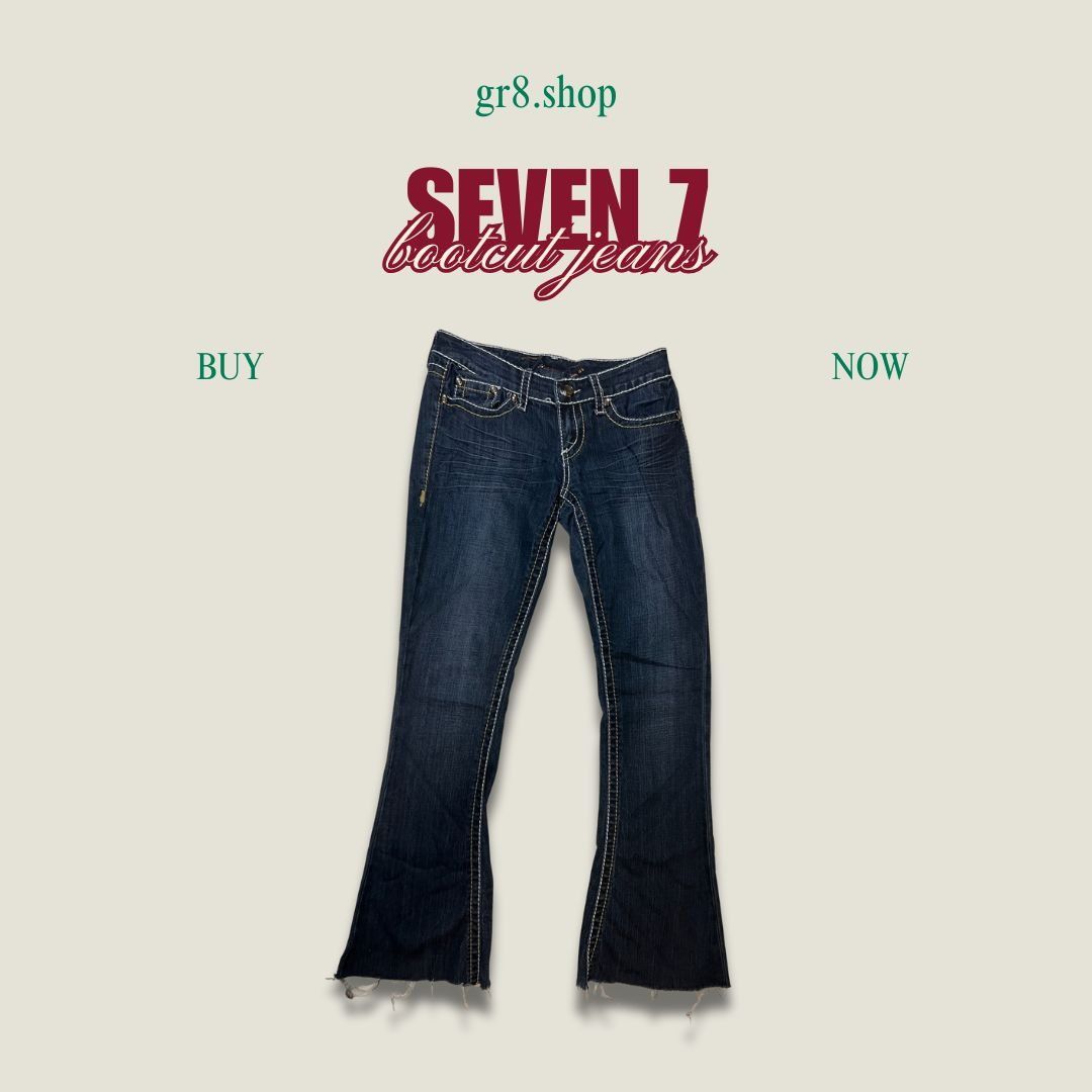 Seven 7 Seven 7 Bootcut Jeans Dark Wash Denim Size 28 Raw Hem Distre Size 28" / US 6 / IT 42 - 1 Thumbnail