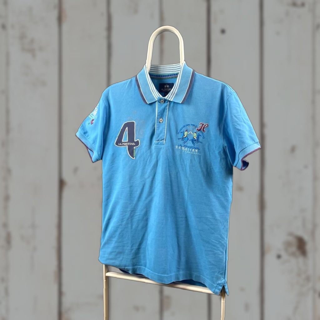 La Martina La Martina Polo Shirt Mens Blue Cotton Short Sleeve Slim-Fit L Polo Size US L / EU 52-54 / 3 - 1 Thumbnail