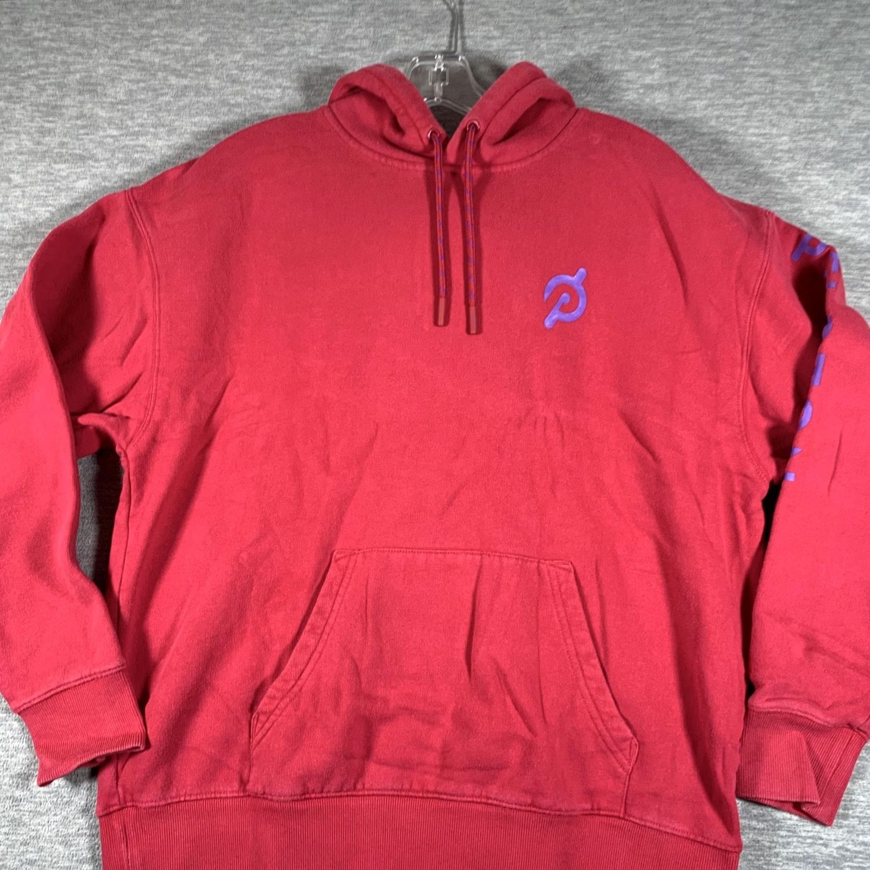 Vintage Peloton Mens Small Red Hoodie Pullover Graphics Sweatshirt Hooded Pocket Drawstring Graphic Print Size US S / EU 44-46 / 1 - 2 Thumbnail