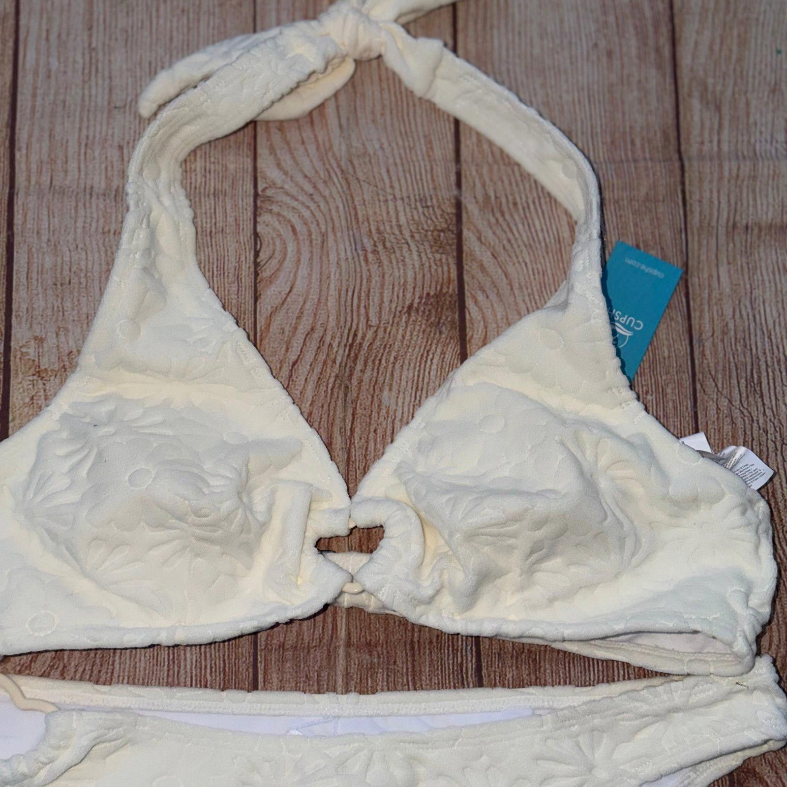 Other Cupshe Large Cream Floral Textured Bikini Set NWT Size ONE SIZE - 2 Thumbnail