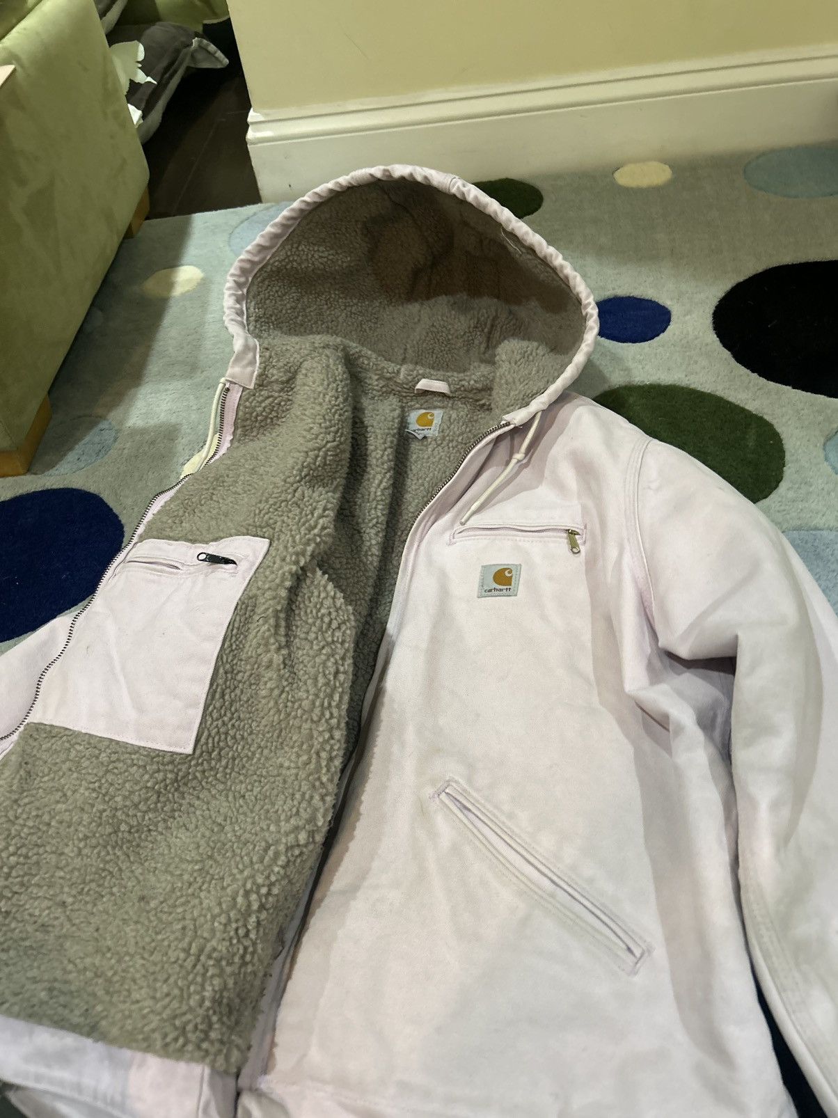 Carhartt Carhartt WJ141 532 Light Pink Canvas Sherpa Lined Jacket XL Size XL / US 12-14 / IT 48-50 - 3 Thumbnail