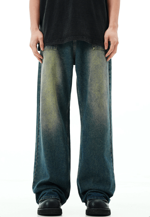 Japanese Brand × Jean American washed distressed retro straight wide-leg jeans Size US 32 / EU 48 - 1 Thumbnail
