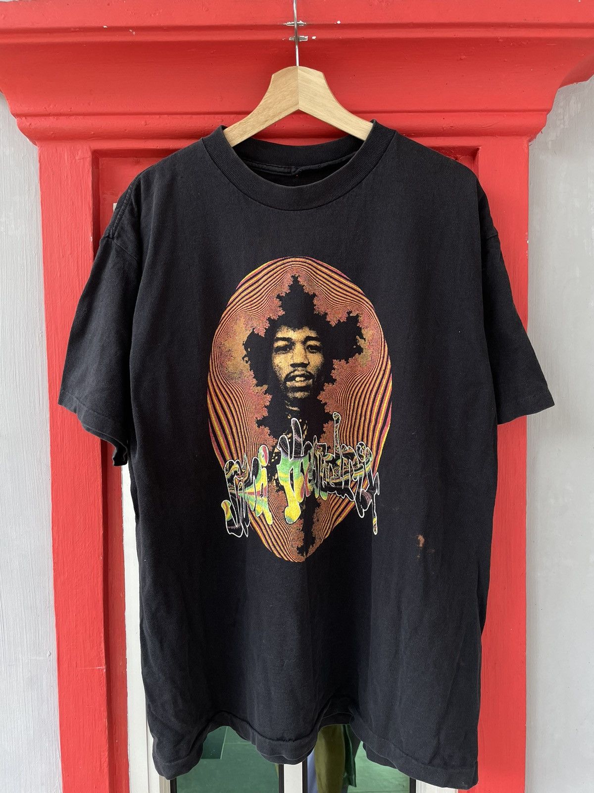 00'S TENNESSEE RIVER JIMI HENDRIX Jimi Hendrix Band T-shirt Band Tee Men's M size cotton black type Vintage Second Hand