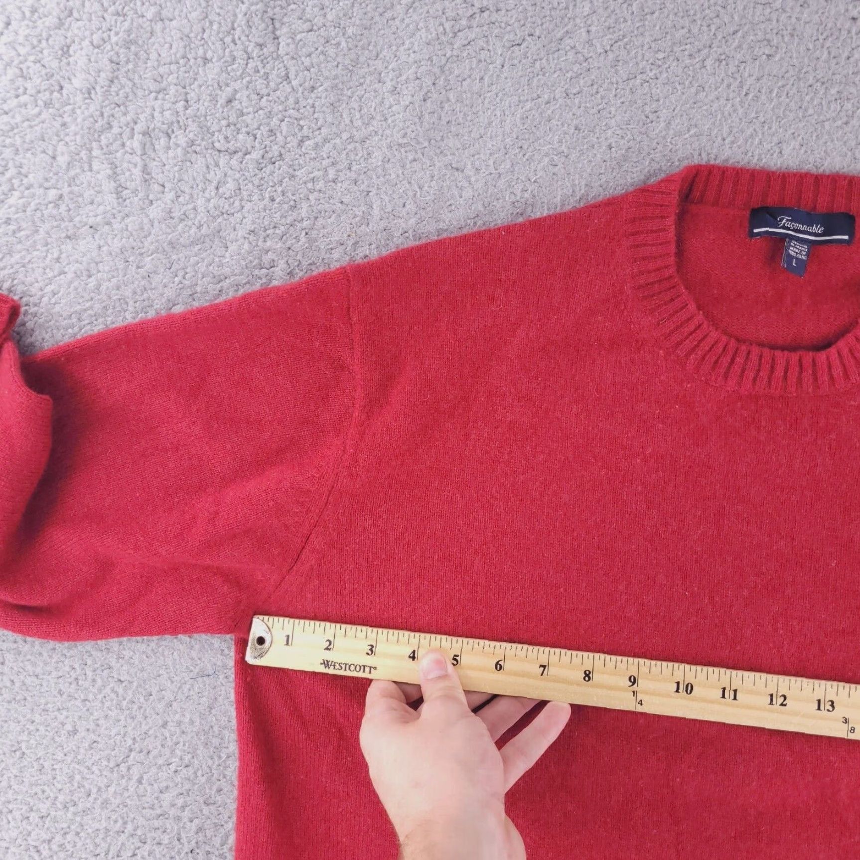 Faconnable Facconable Sweater Mens Red L 100% Cashmere Crewneck Long Sleeve Pullover Size US L / EU 52-54 / 3 - 5 Thumbnail