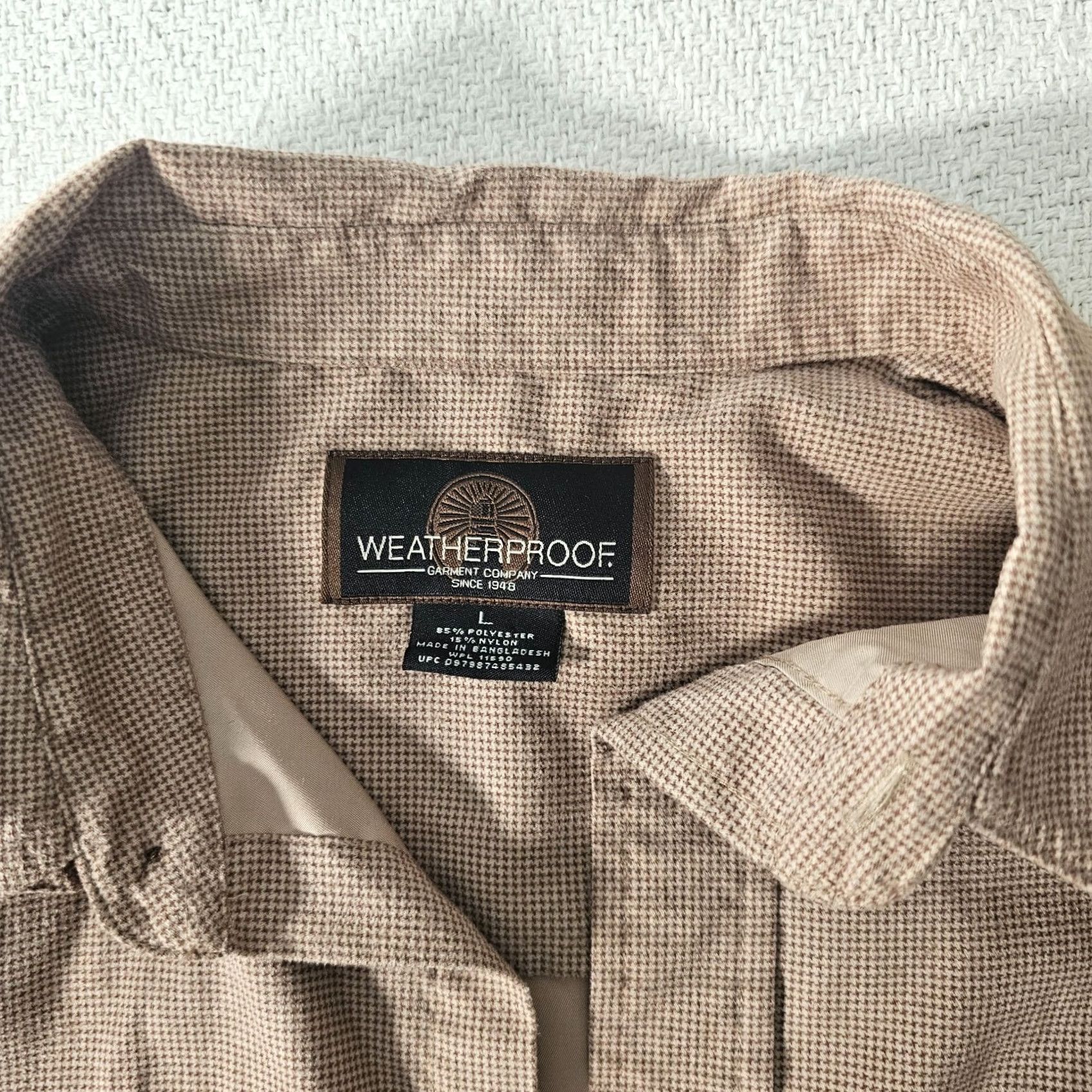 Weatherproof Weatherproof Mens L Shirt Button-Down Long Sleeve Brown Check Nylon Pocket Casual Workwear Button-Up Vintage: No Thread Size US L / EU 52-54 / 3 - 2 Thumbnail