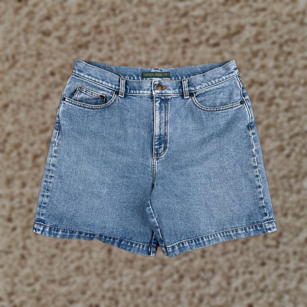 Ralph Lauren VINTAGE Lauren Ralph Lauren Shorts Women Adult 12 Blue Denim 32x7 100% Cotton Mid Rise Size 34" / US 12 / IT 48 - 1 Thumbnail