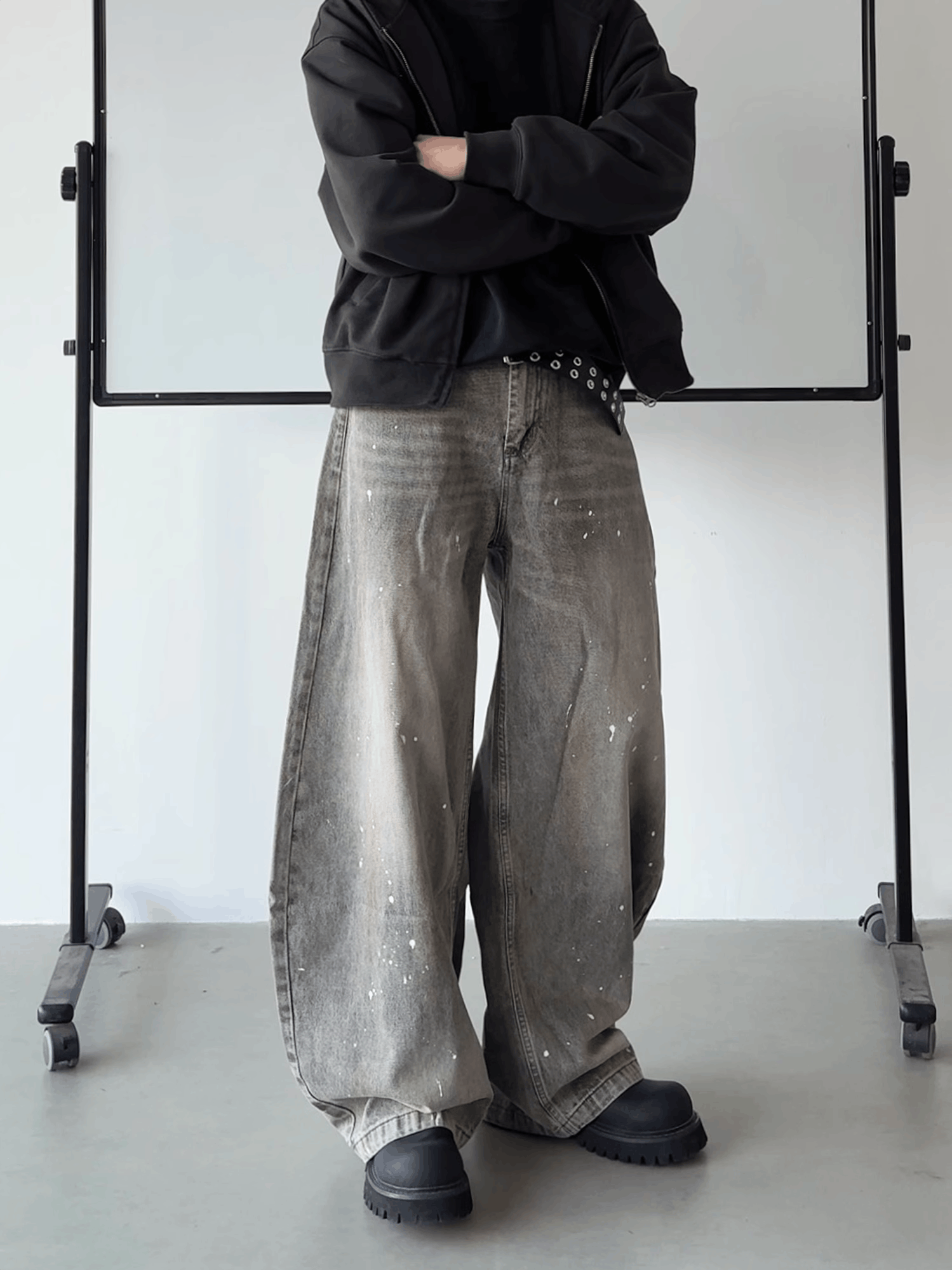 Paint Splatter Wide Leg Jeans