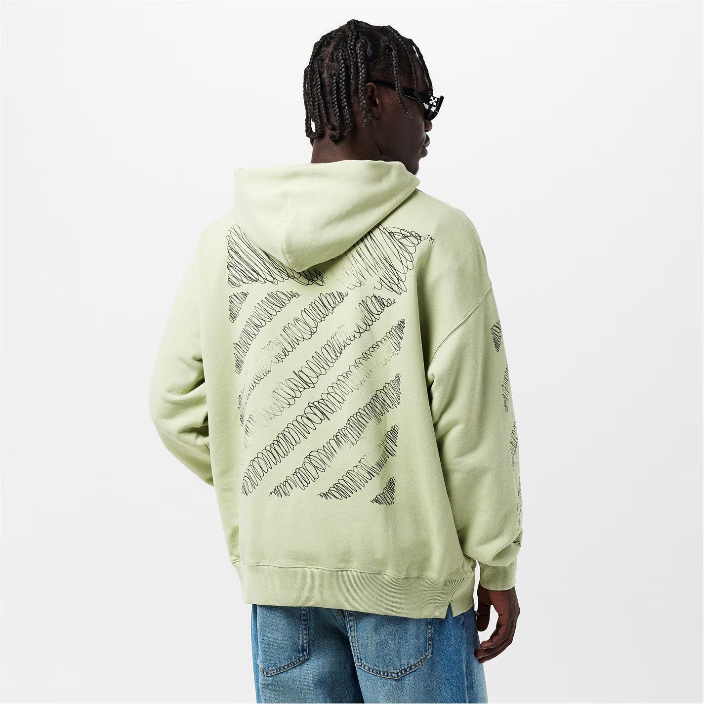 Off-White o1g2r1mq0226 Scrib Diag Pullover Hoodie In Light Green Size US L / EU 52-54 / 3 - 5 Thumbnail