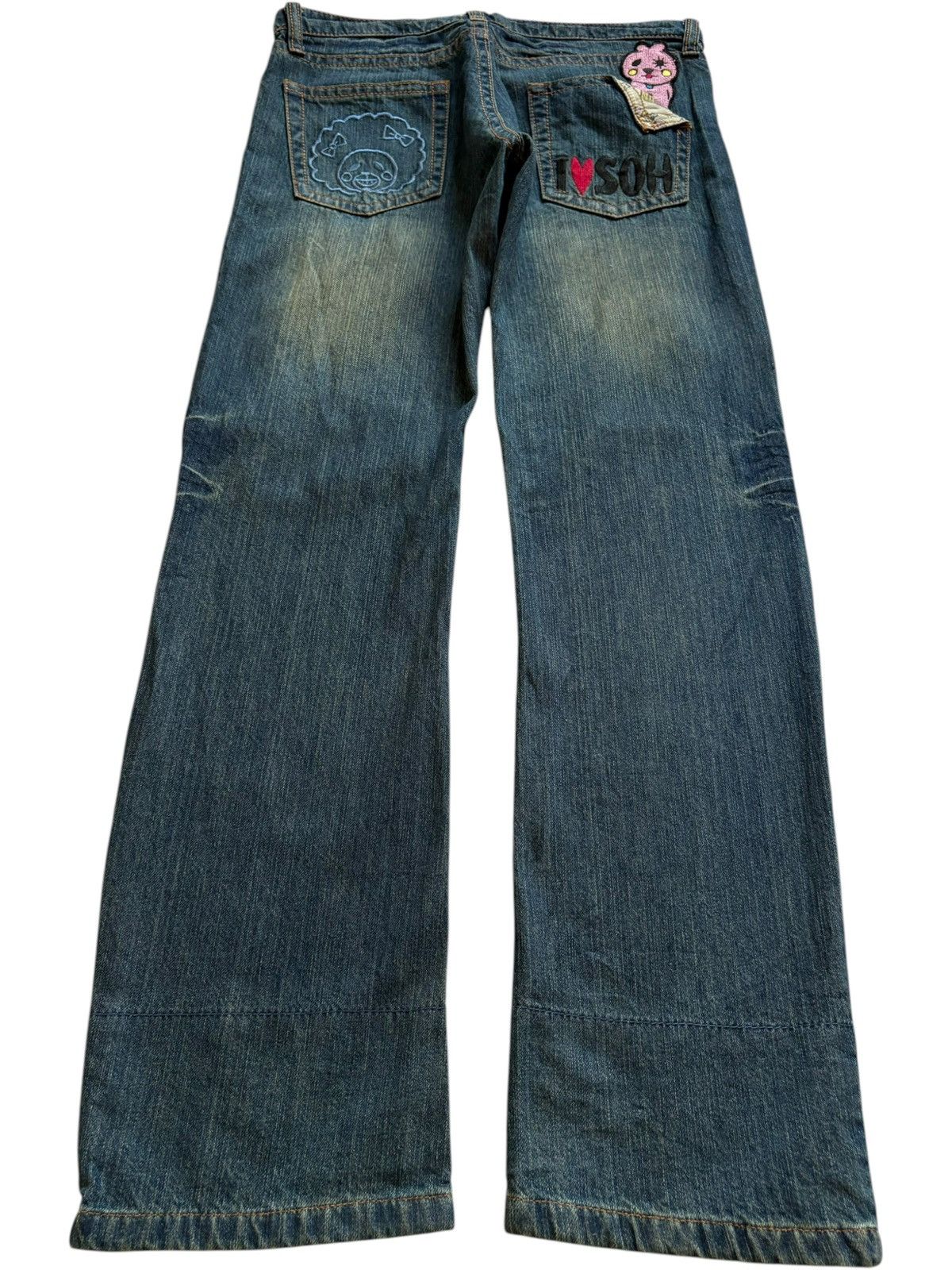 Japanese Brand Vintage Japanese Brand Rusty Mud Wash Embroidery Loose Jeans Size 31" - 2 Thumbnail