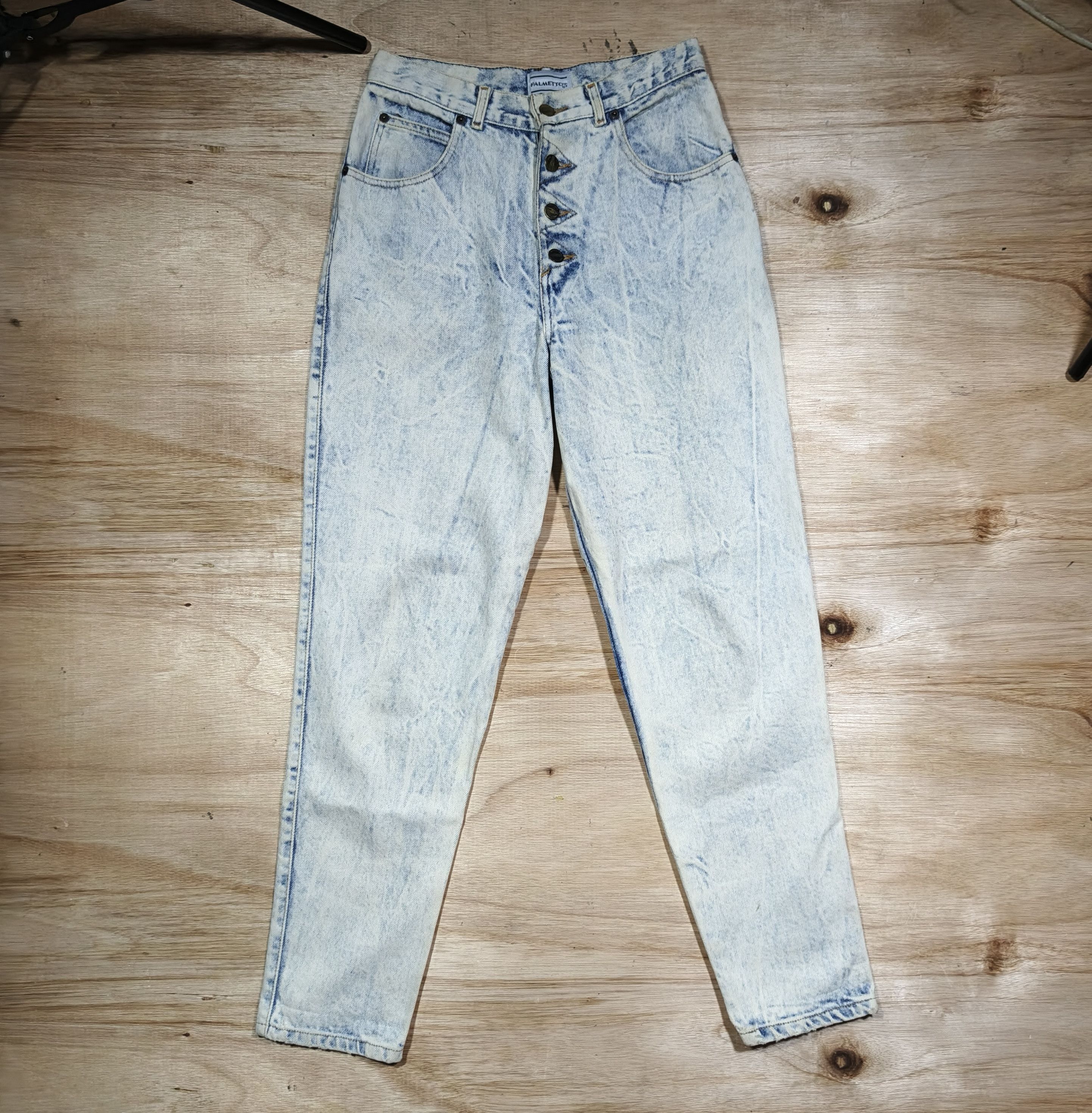 Vintage PALMETTO'S High Waisted Acid Wash Button Fly Mom Jeans Size 29" - 1 Thumbnail